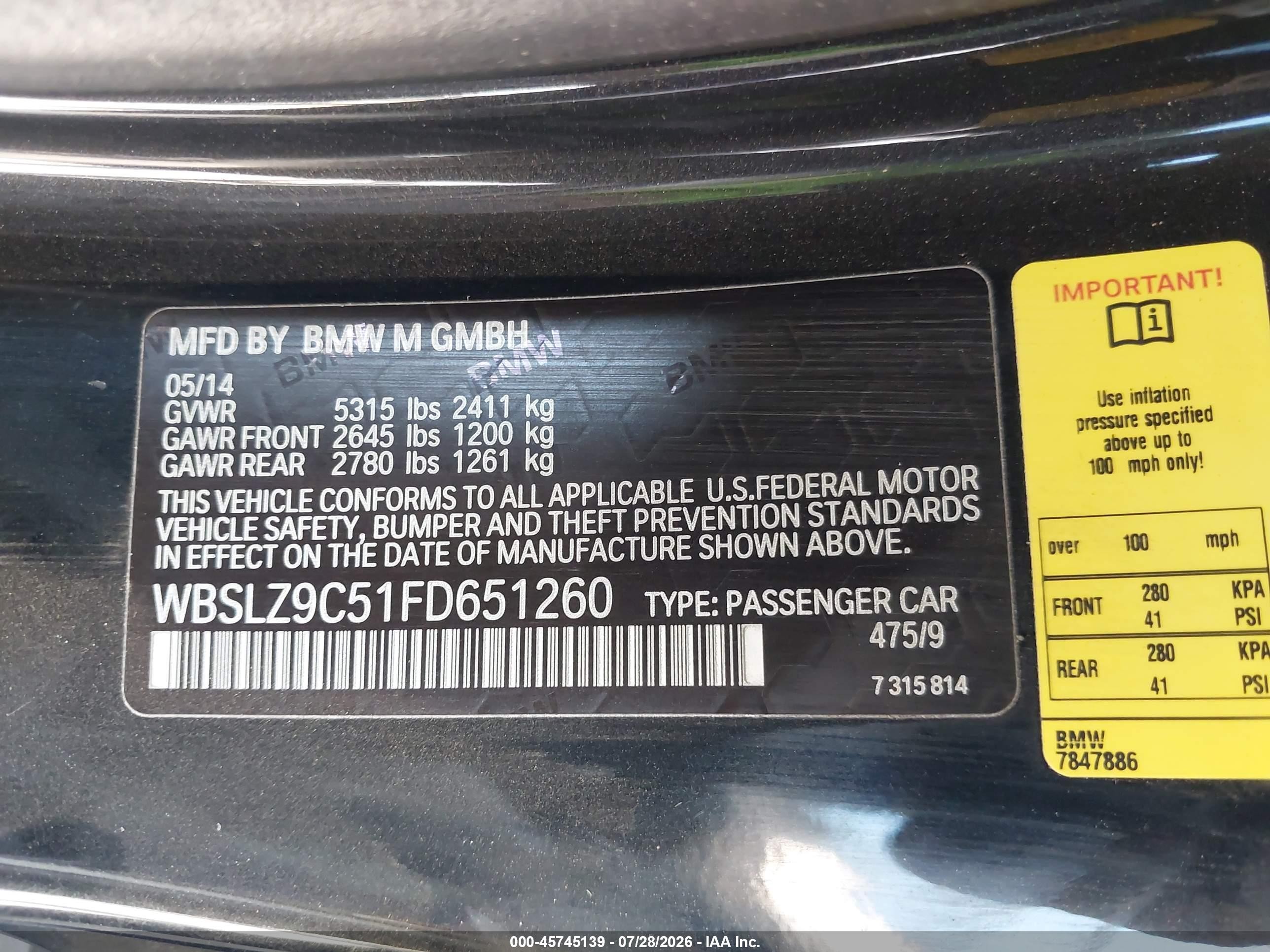 2015 Bmw M6   Black vin: WBSLZ9C51FD651260