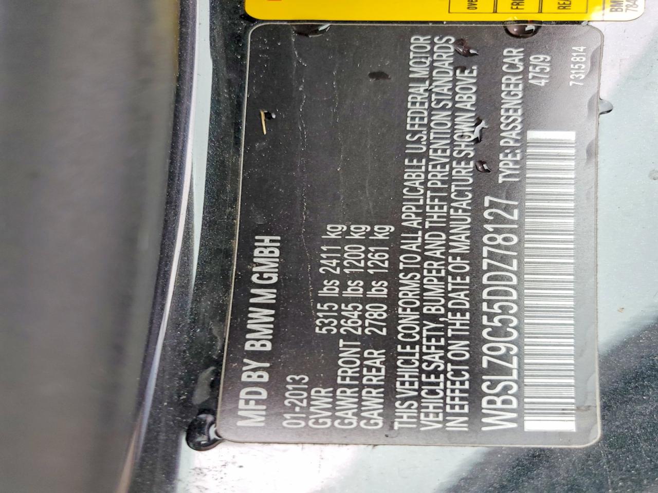 2013 Bmw M6 Black vin: WBSLZ9C55DDZ78127