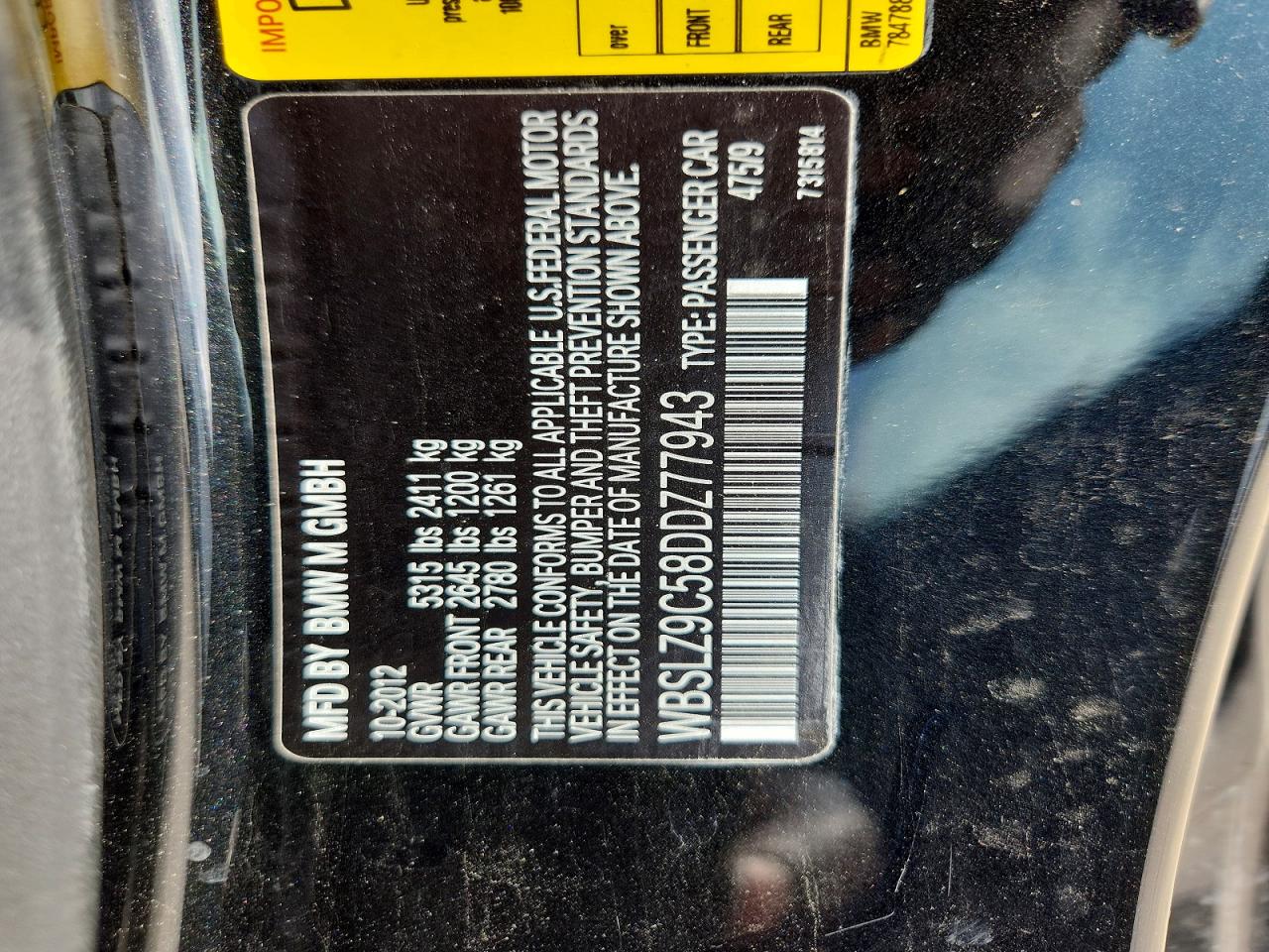 2013 Bmw M6 Black vin: WBSLZ9C58DDZ77943