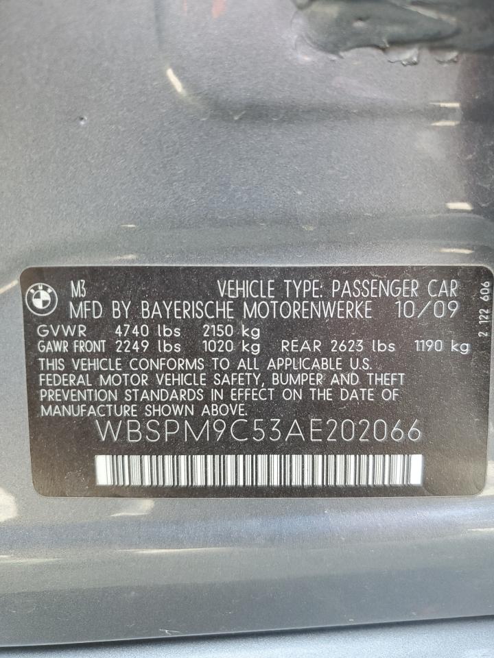 2010 Bmw Motorrad M3 Gray vin: WBSPM9C53AE202066
