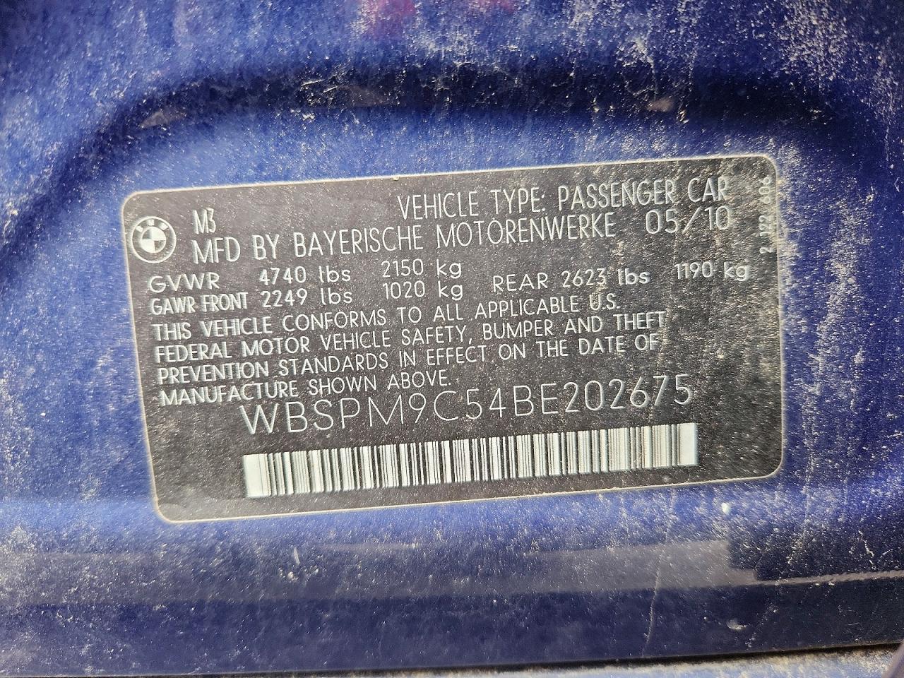 2011 Bmw M3 Blue vin: WBSPM9C54BE202675