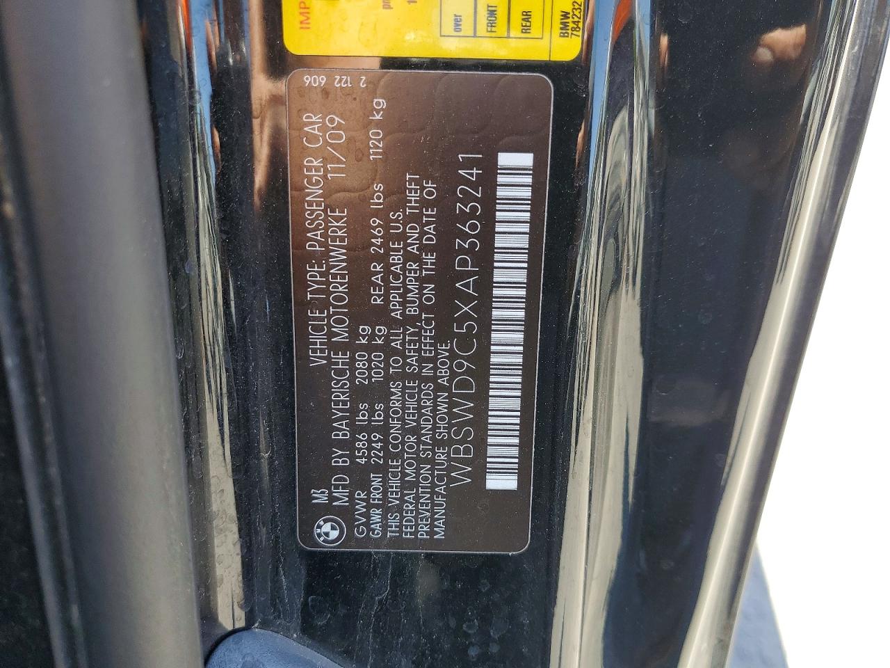 2010 Bmw M3 Automatic Black vin: WBSWD9C5XAP363241