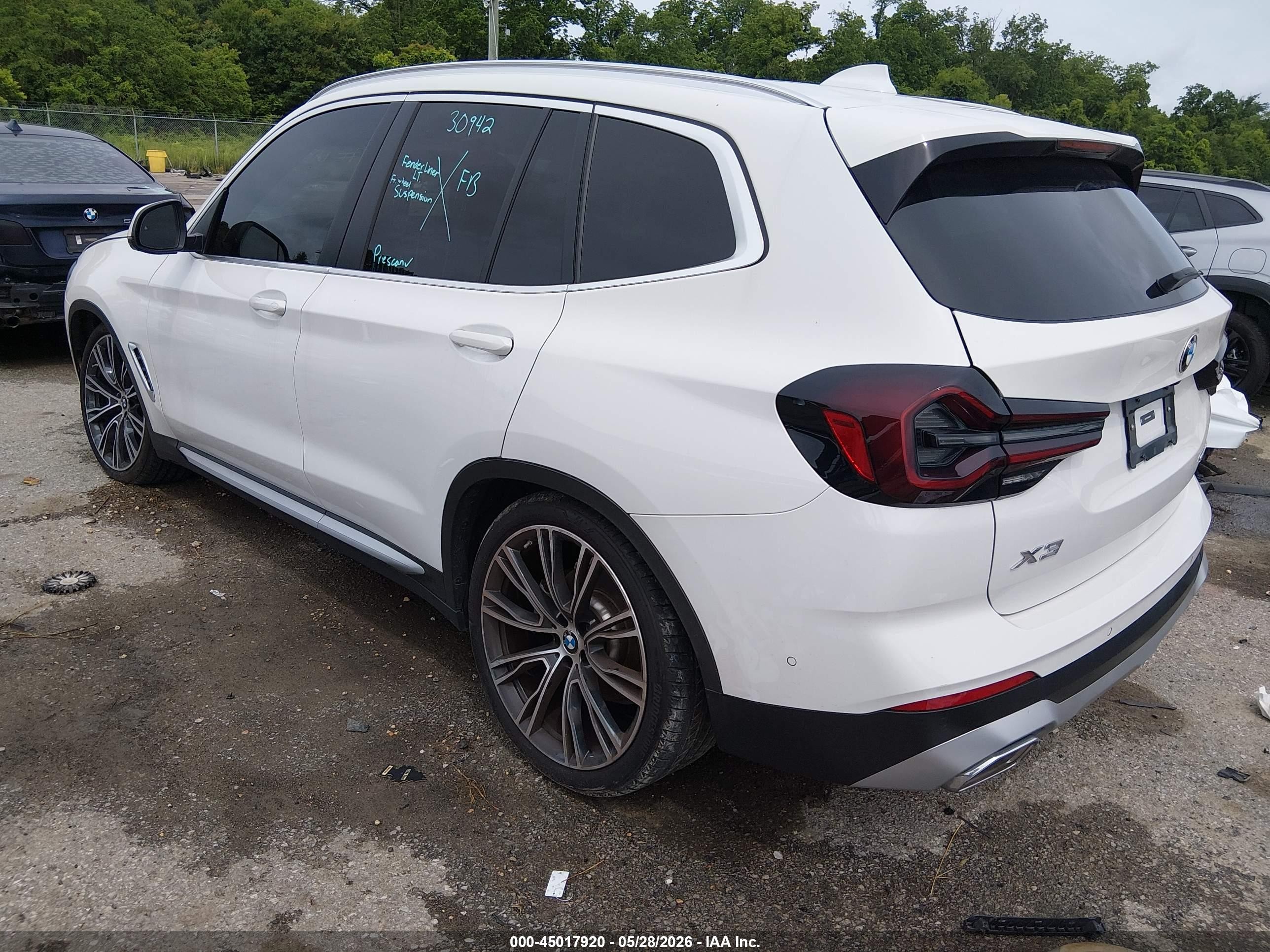 2024 Bmw X3 Sdrive30i White vin: WBX47DP05RN309542