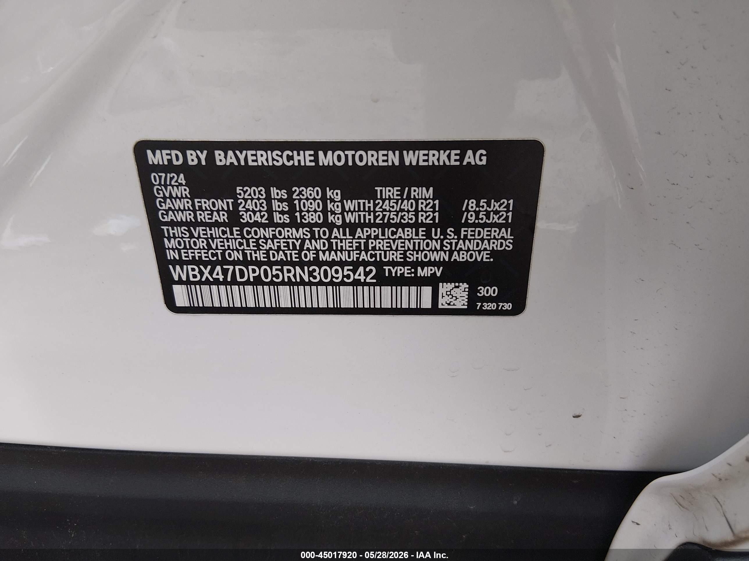 2024 Bmw X3 Sdrive30i White vin: WBX47DP05RN309542