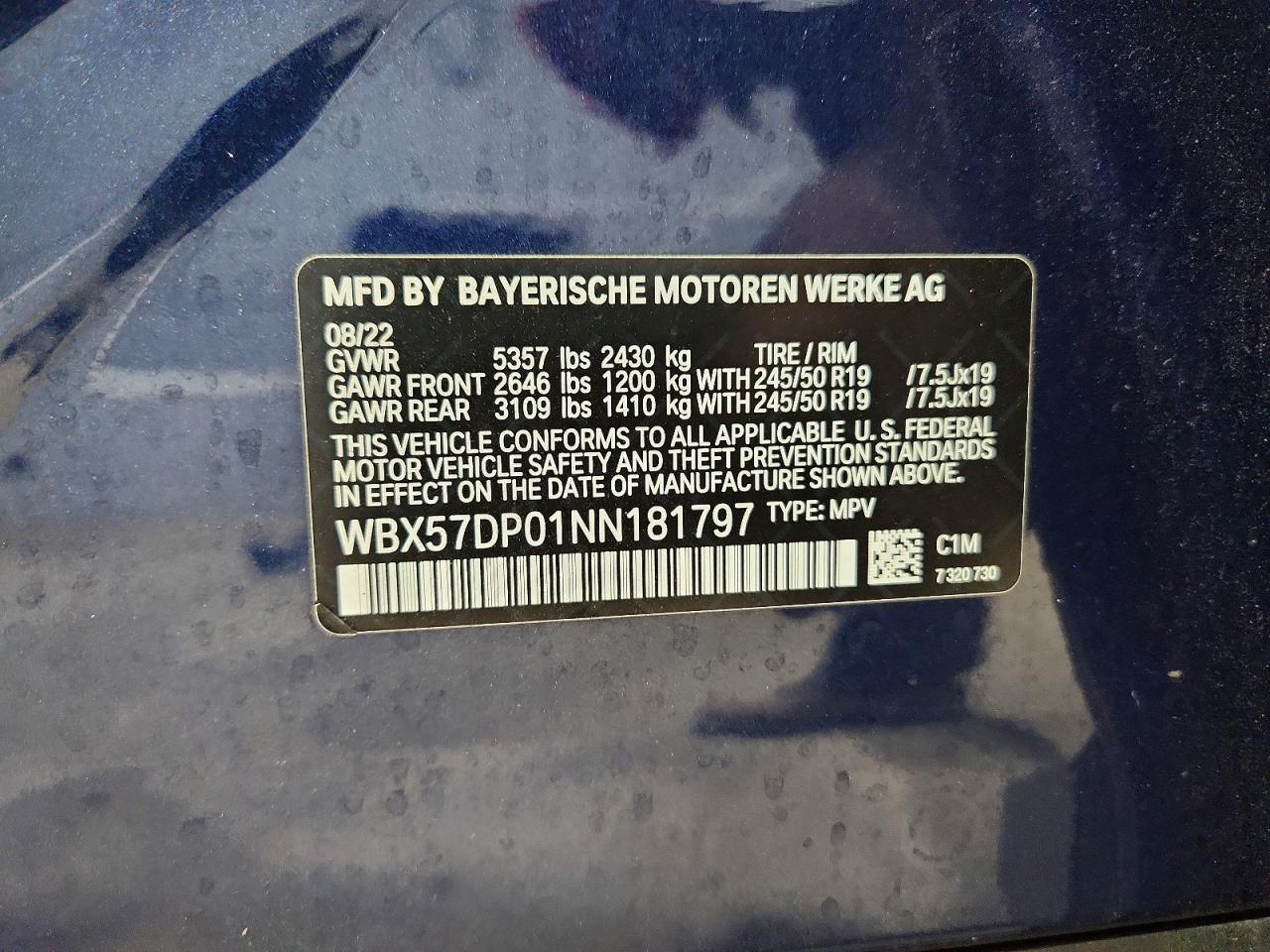 2022 Bmw X3 Xdrive30i Blue vin: WBX57DP01NN181797
