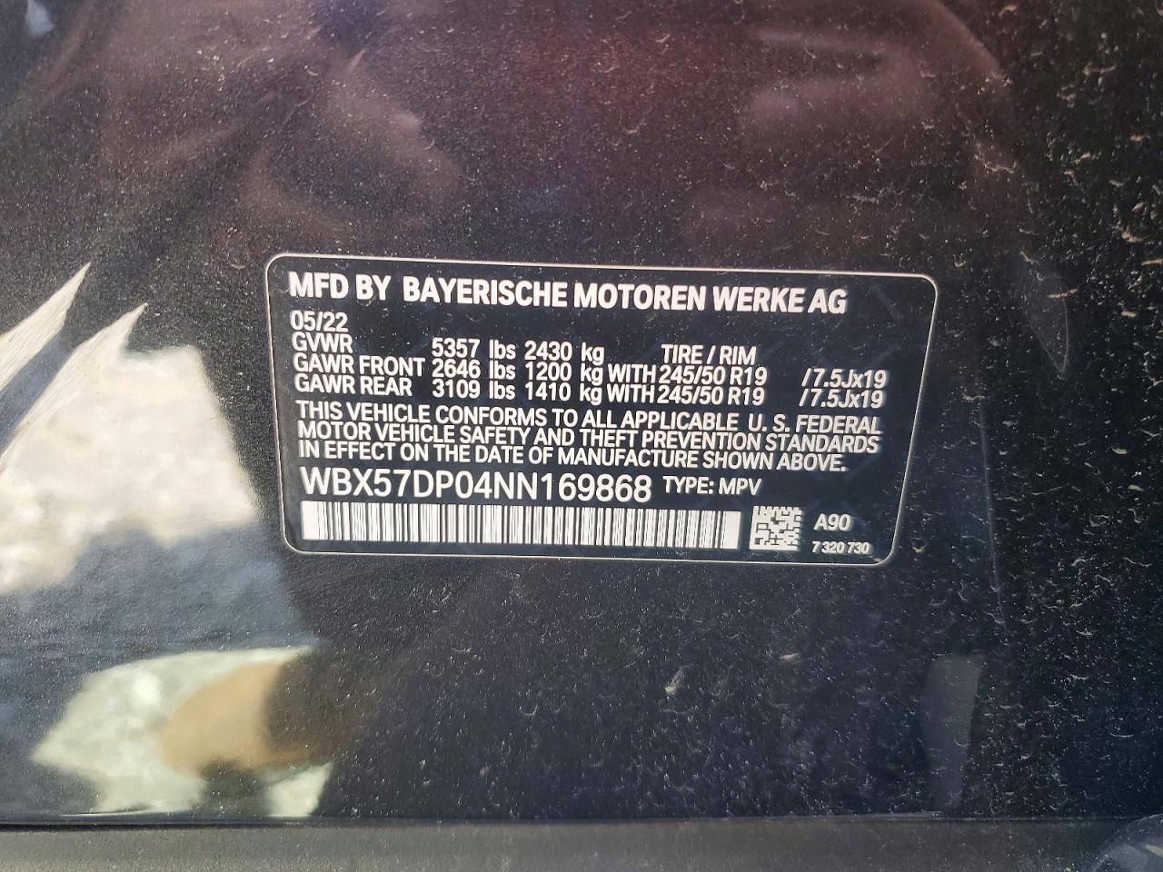 2022 Bmw X3 Xdrive30i Black vin: WBX57DP04NN169868