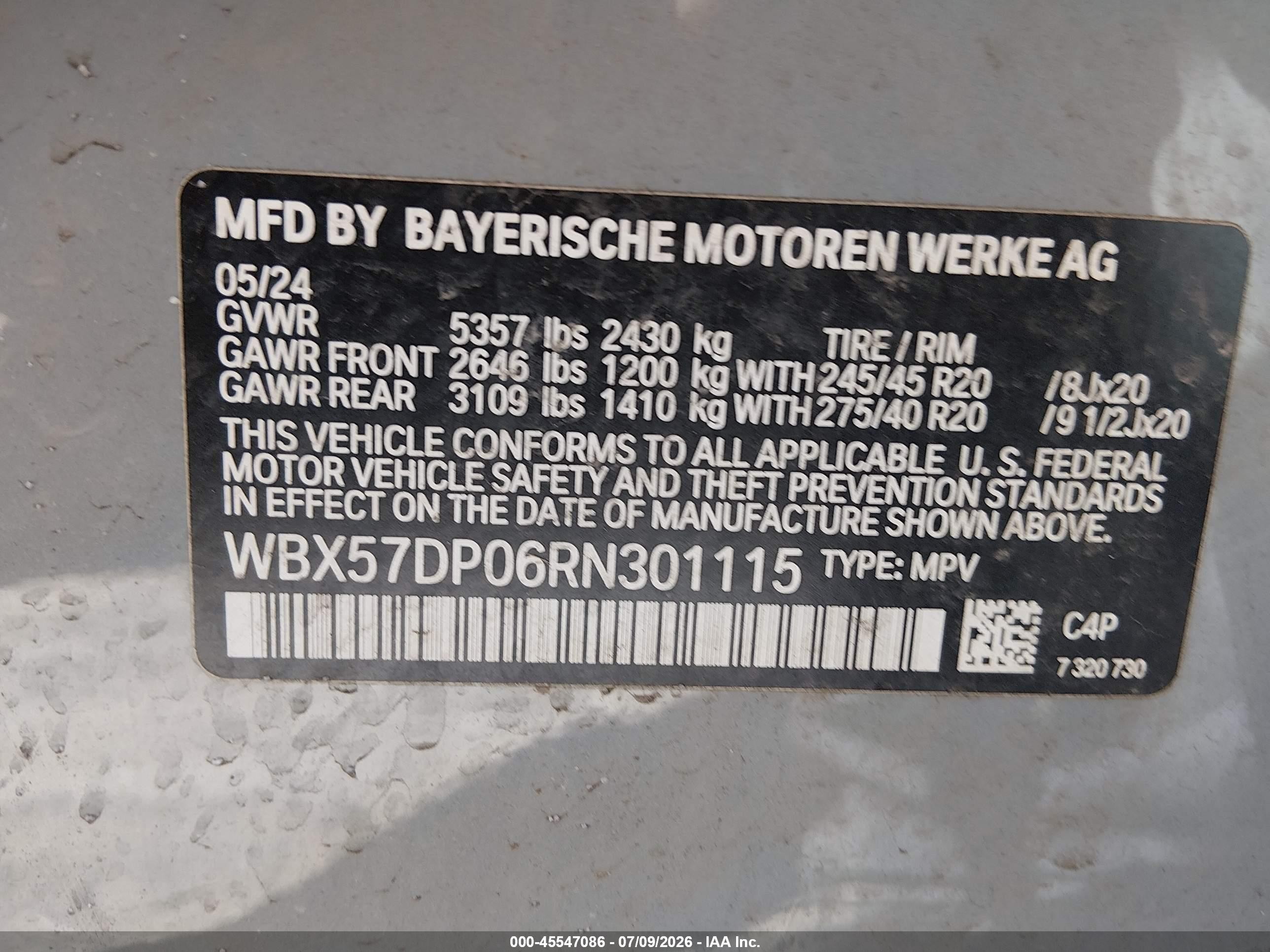 2024 Bmw X3 Xdrive30i Gray vin: WBX57DP06RN301115