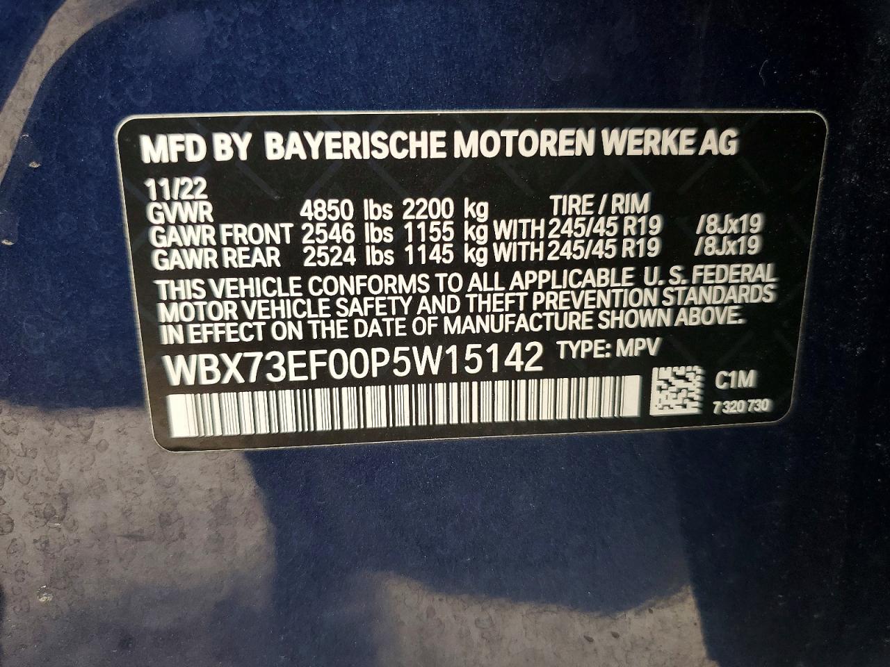 2023 Bmw X1 Xdrive28i Blue vin: WBX73EF00P5W15142