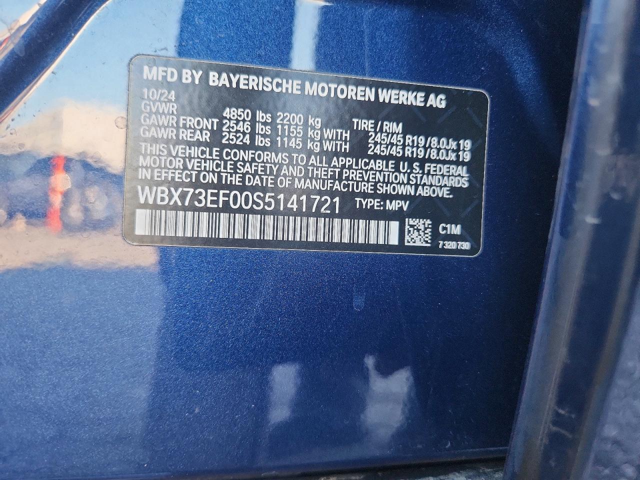 2025 Bmw X1 Xdrive28i Blue vin: WBX73EF00S5141721