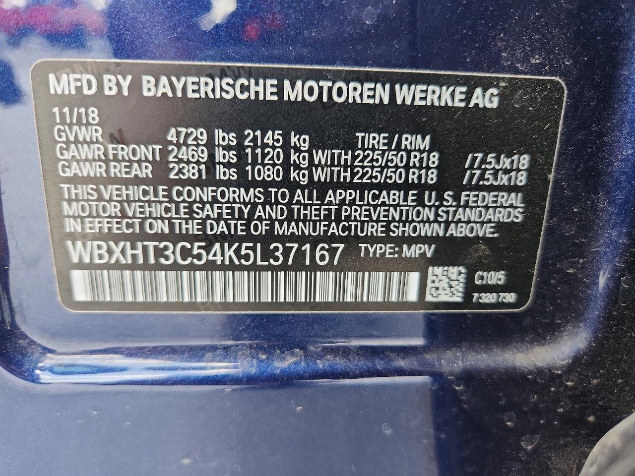 2019 Bmw X1 Xdrive28i Blue vin: WBXHT3C54K5L37167