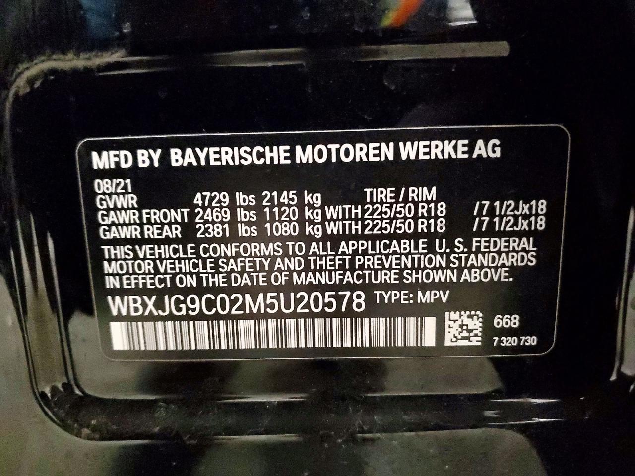2021 Bmw X1 Xdrive28i Black vin: WBXJG9C02M5U20578