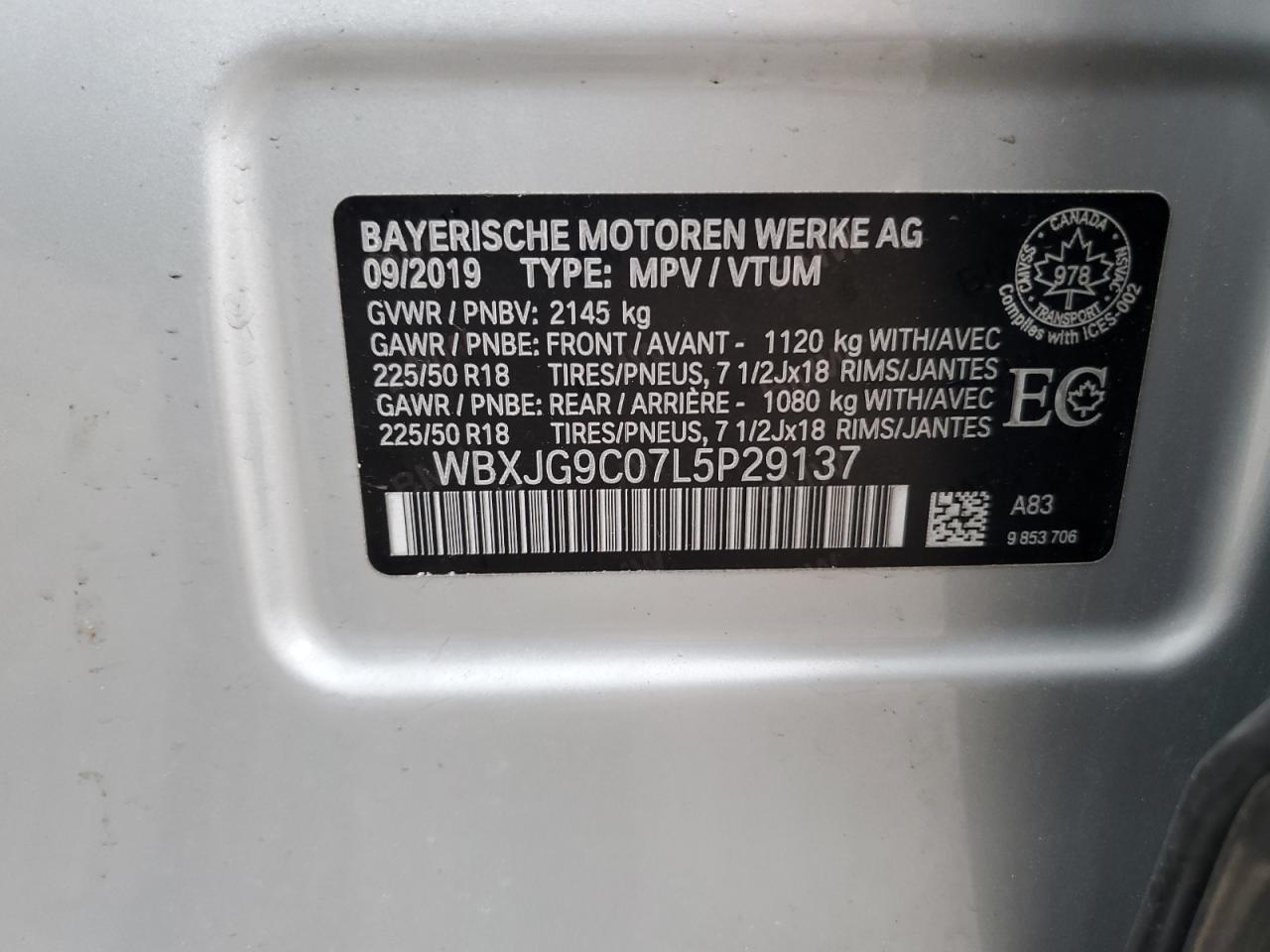 2020 Bmw X1 Xdrive28i Silver vin: WBXJG9C07L5P29137