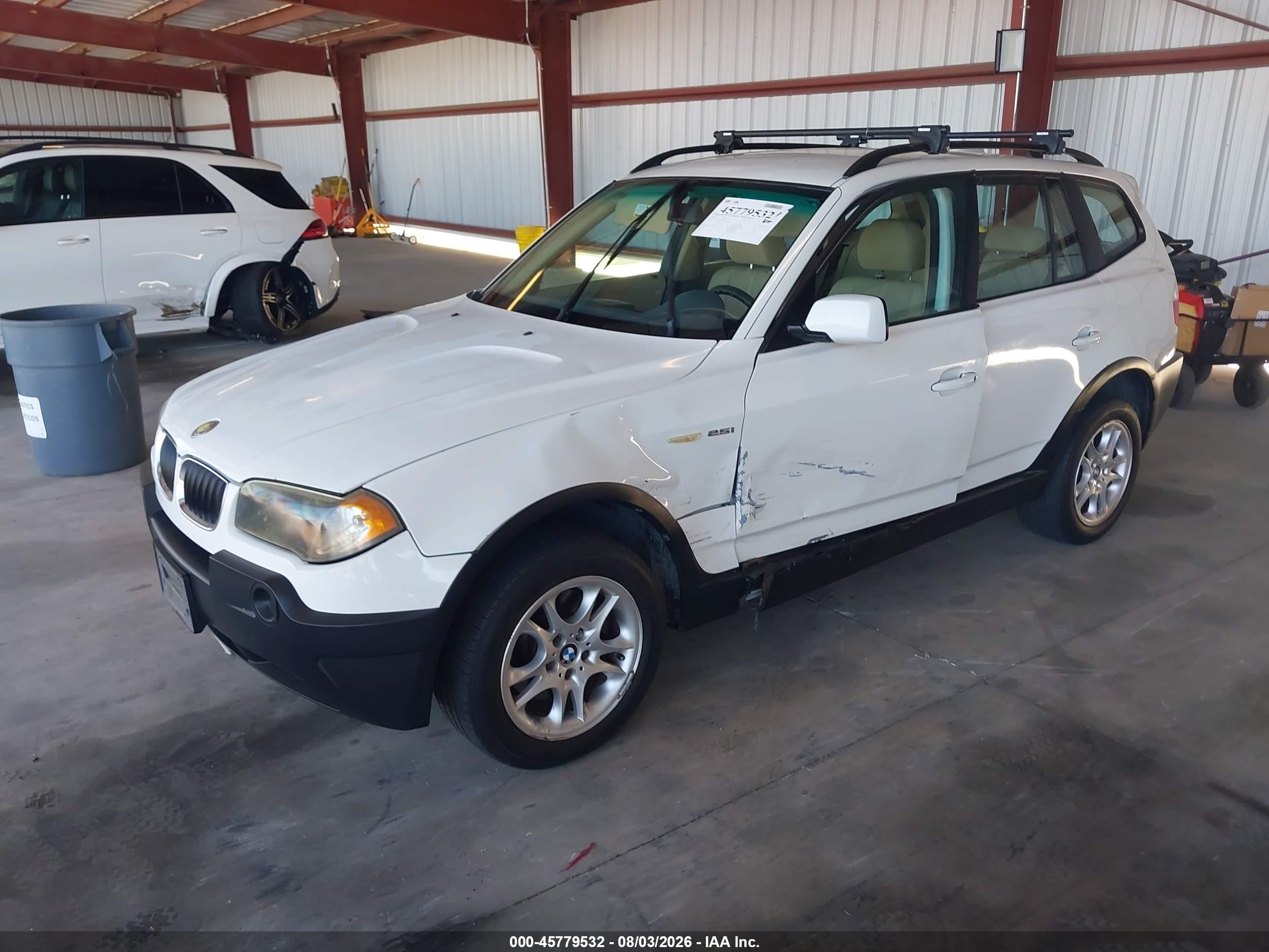2004 Bmw X3 2.5i White vin: WBXPA73464WB26634