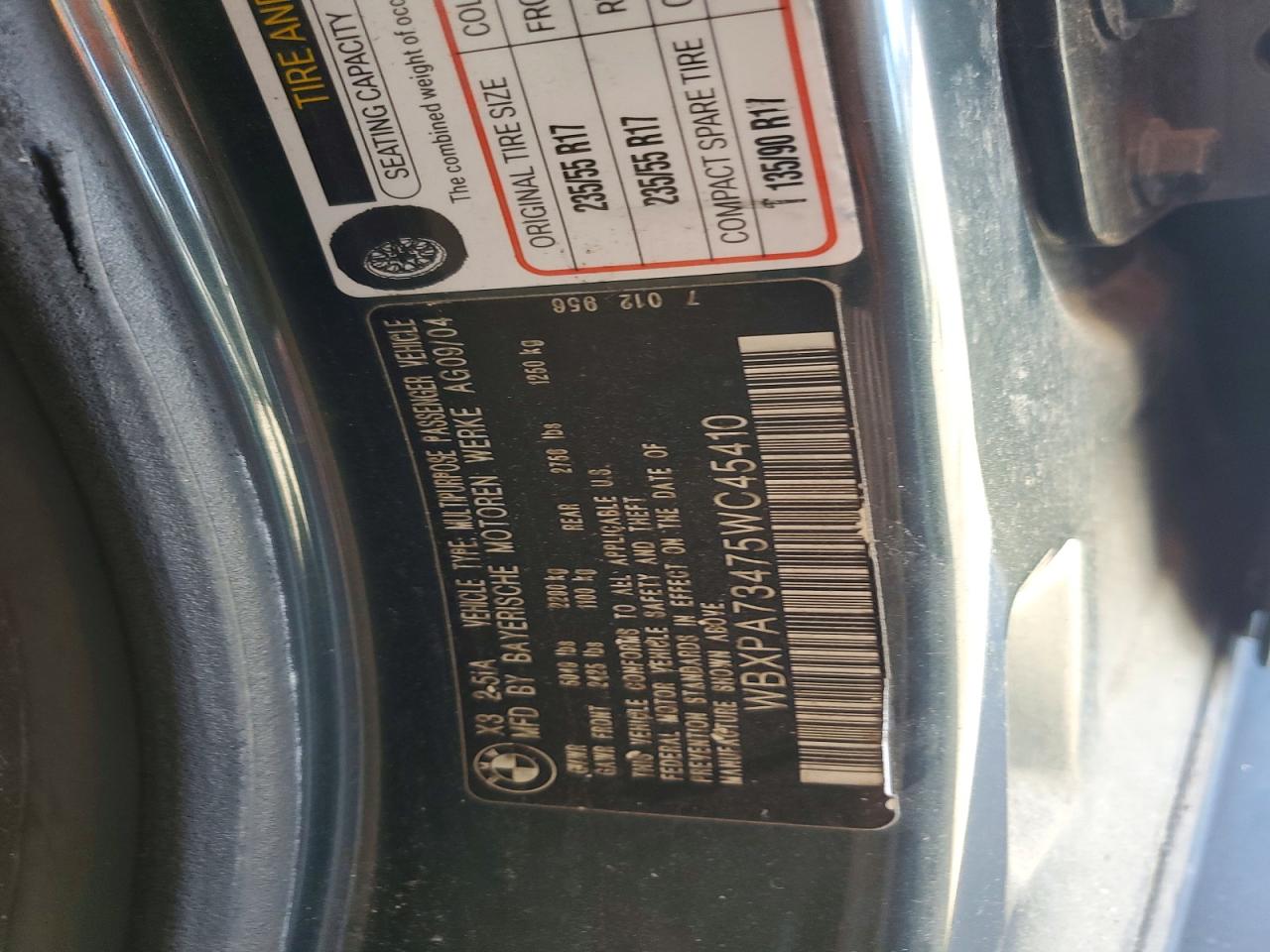 2005 Bmw X3 2.5i Gray vin: WBXPA73475WC45410