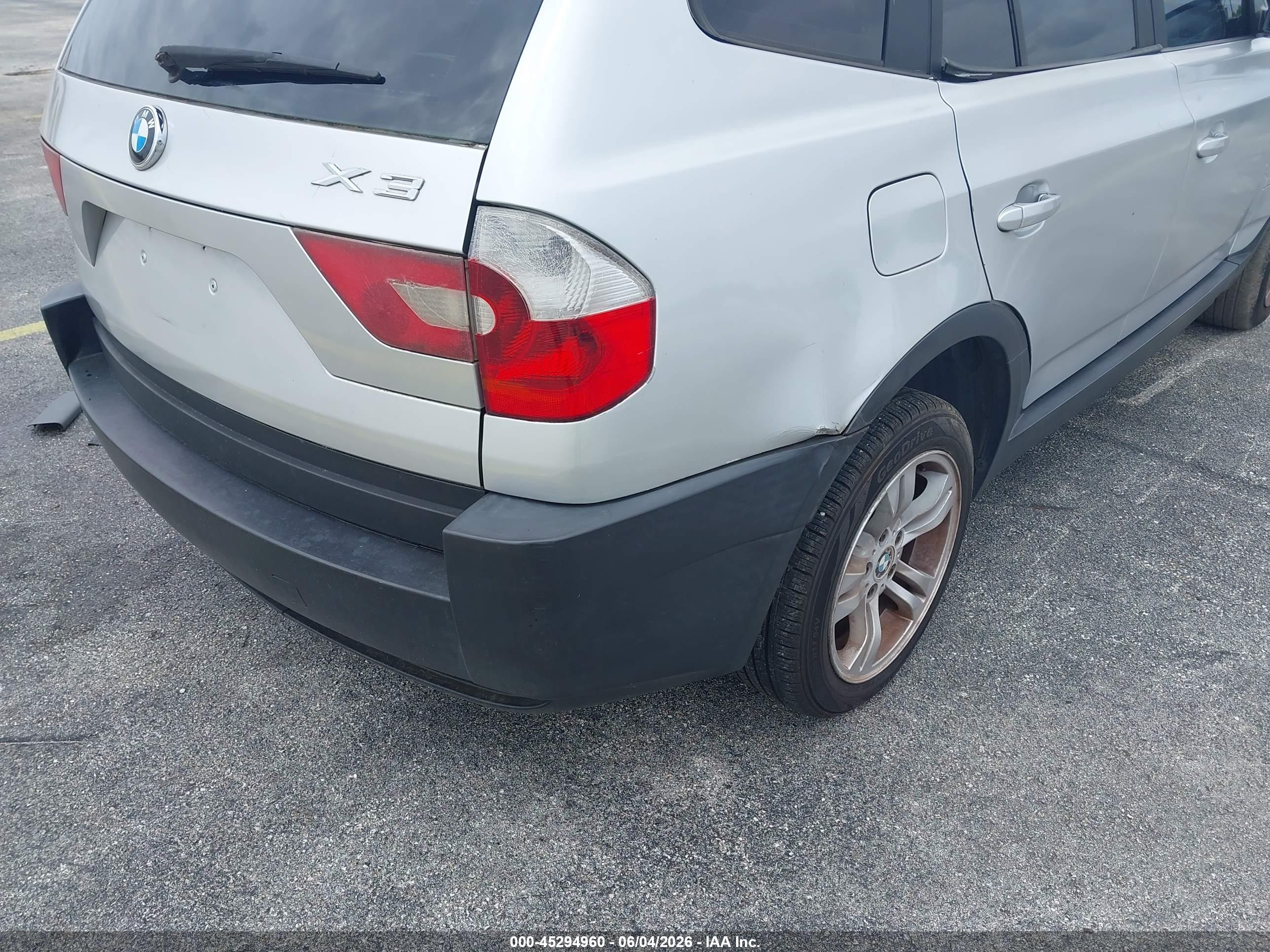 2004 Bmw X3 3.0i Silver vin: WBXPA93404WA61680