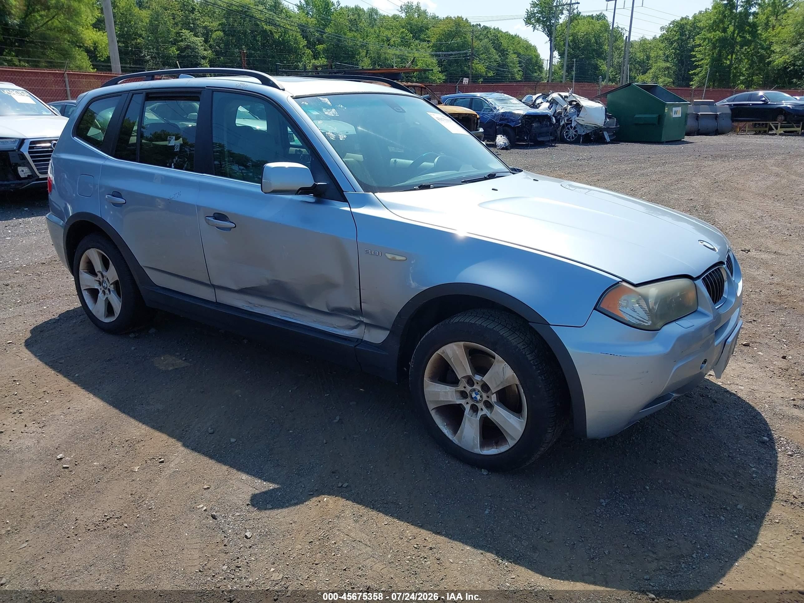 2006 Bmw X3 3.0i Light Blue vin: WBXPA93426WG78498