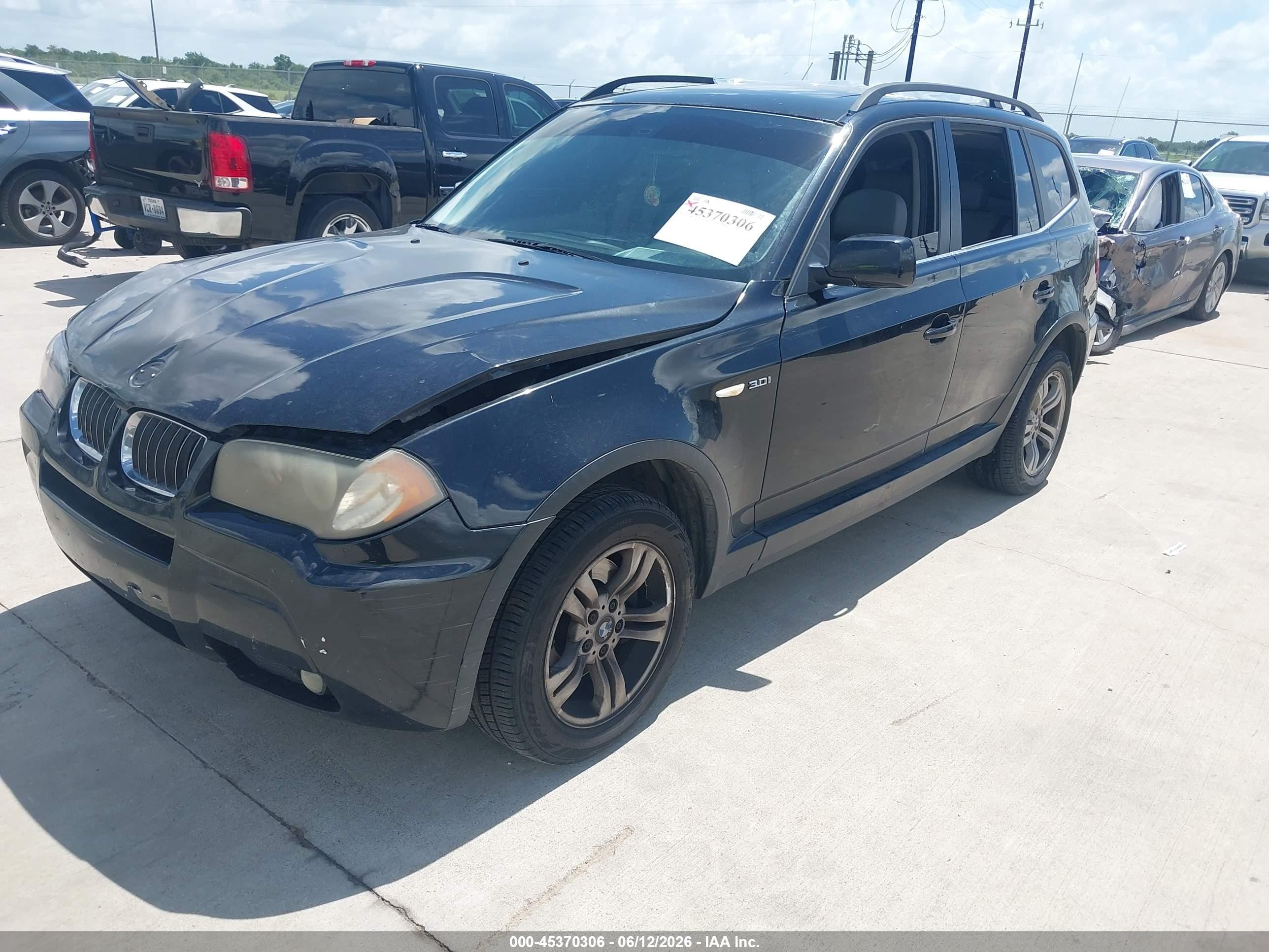 2006 Bmw X3 3.0i Black vin: WBXPA93436WD25008
