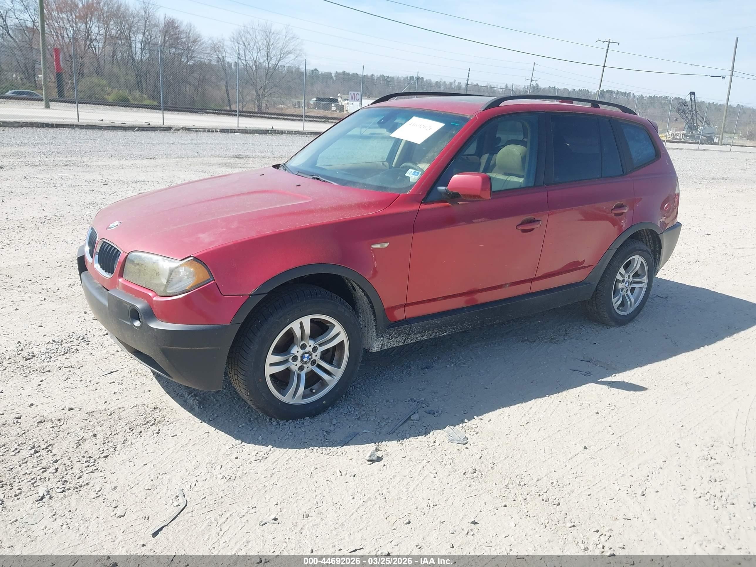 2005 Bmw X3 3.0i Red vin: WBXPA93445WD07888
