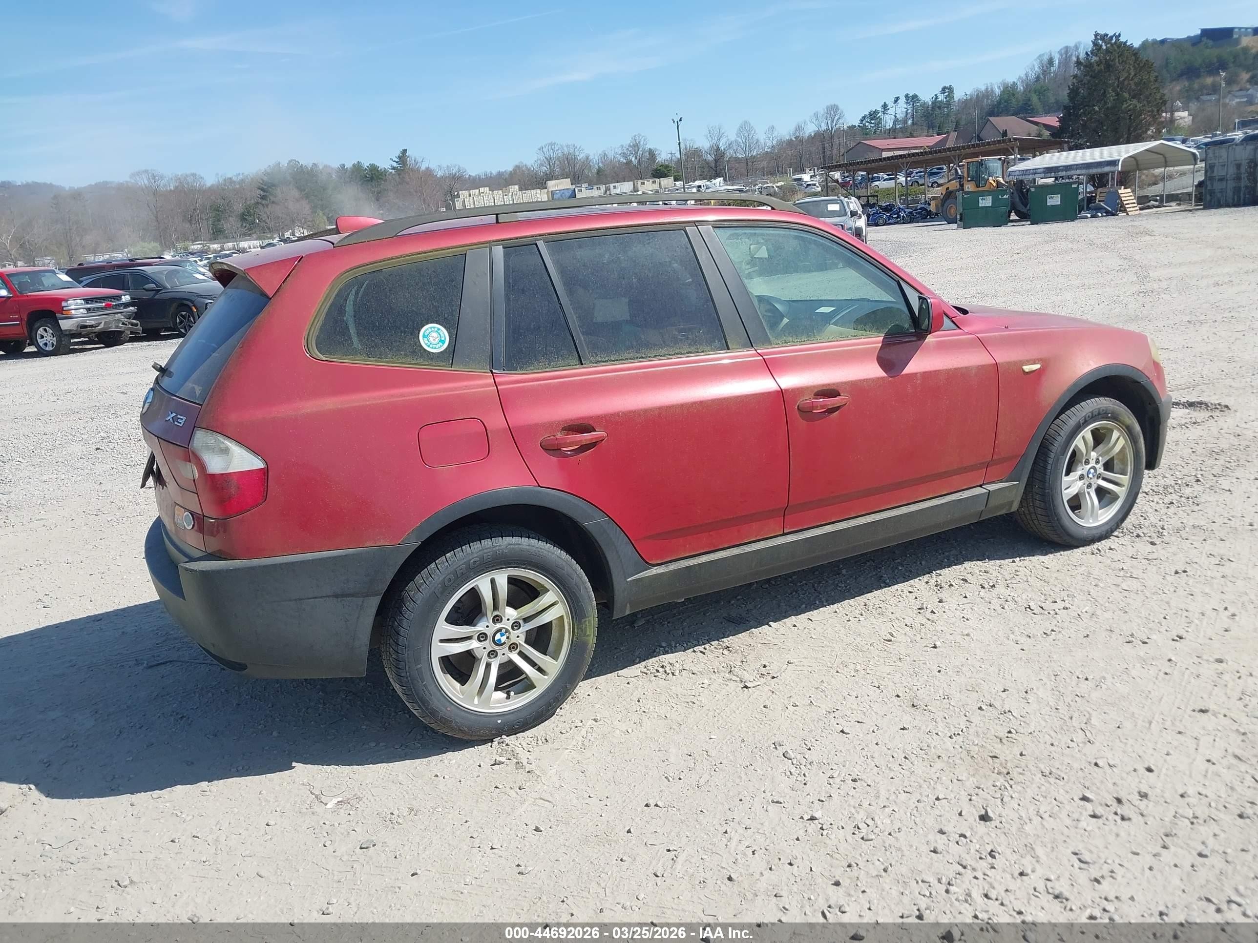 2005 Bmw X3 3.0i Red vin: WBXPA93445WD07888