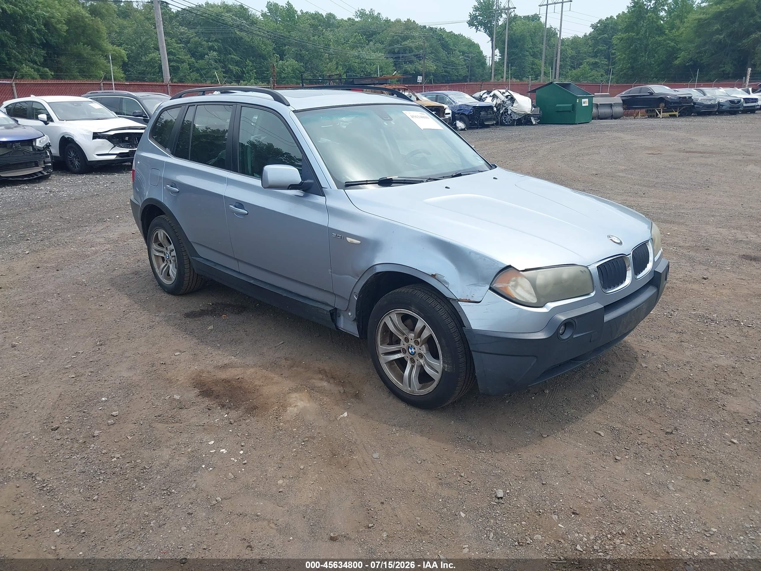 2005 Bmw X3 3.0i Light Blue vin: WBXPA93445WD20222