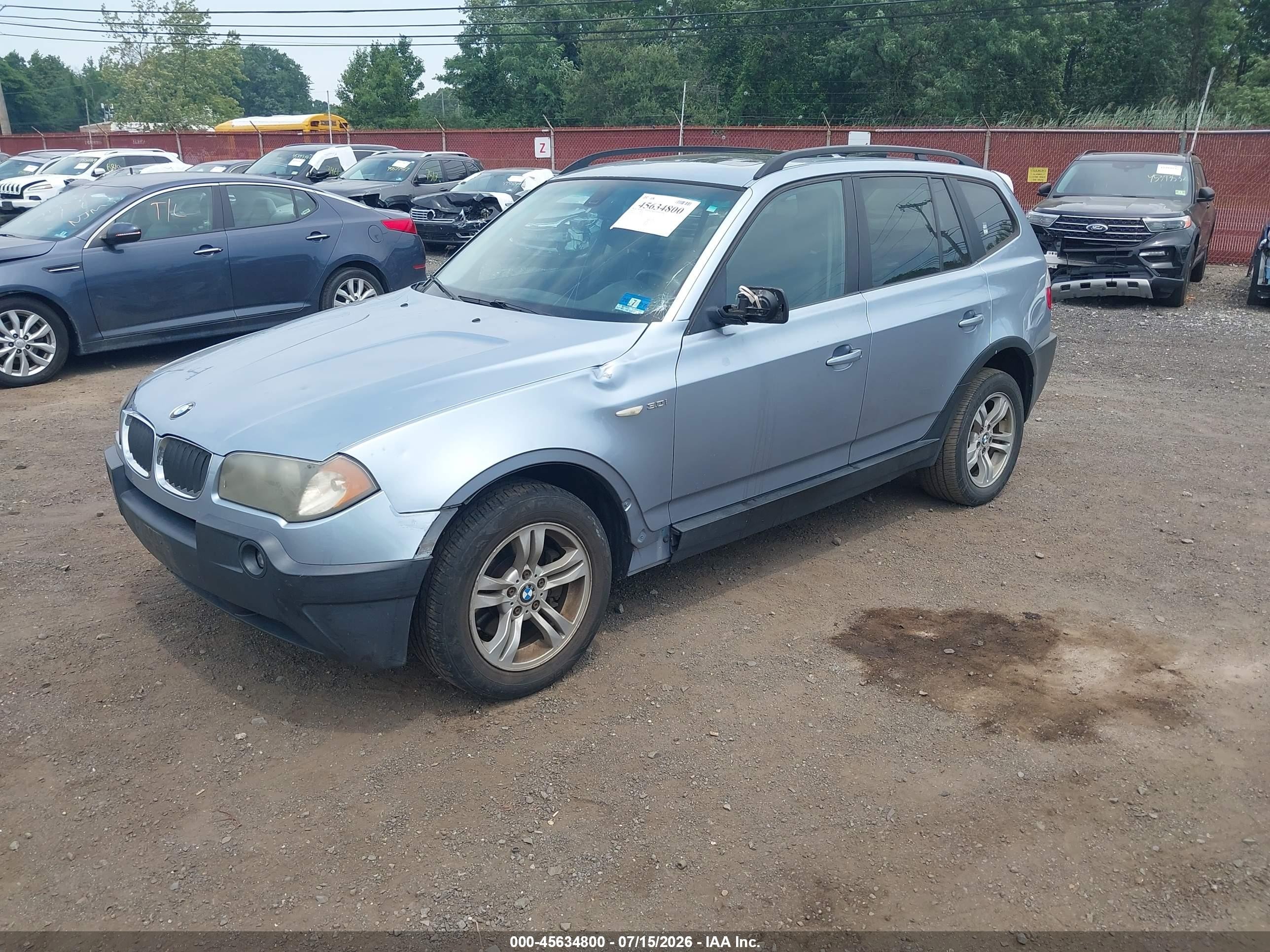 2005 Bmw X3 3.0i Light Blue vin: WBXPA93445WD20222