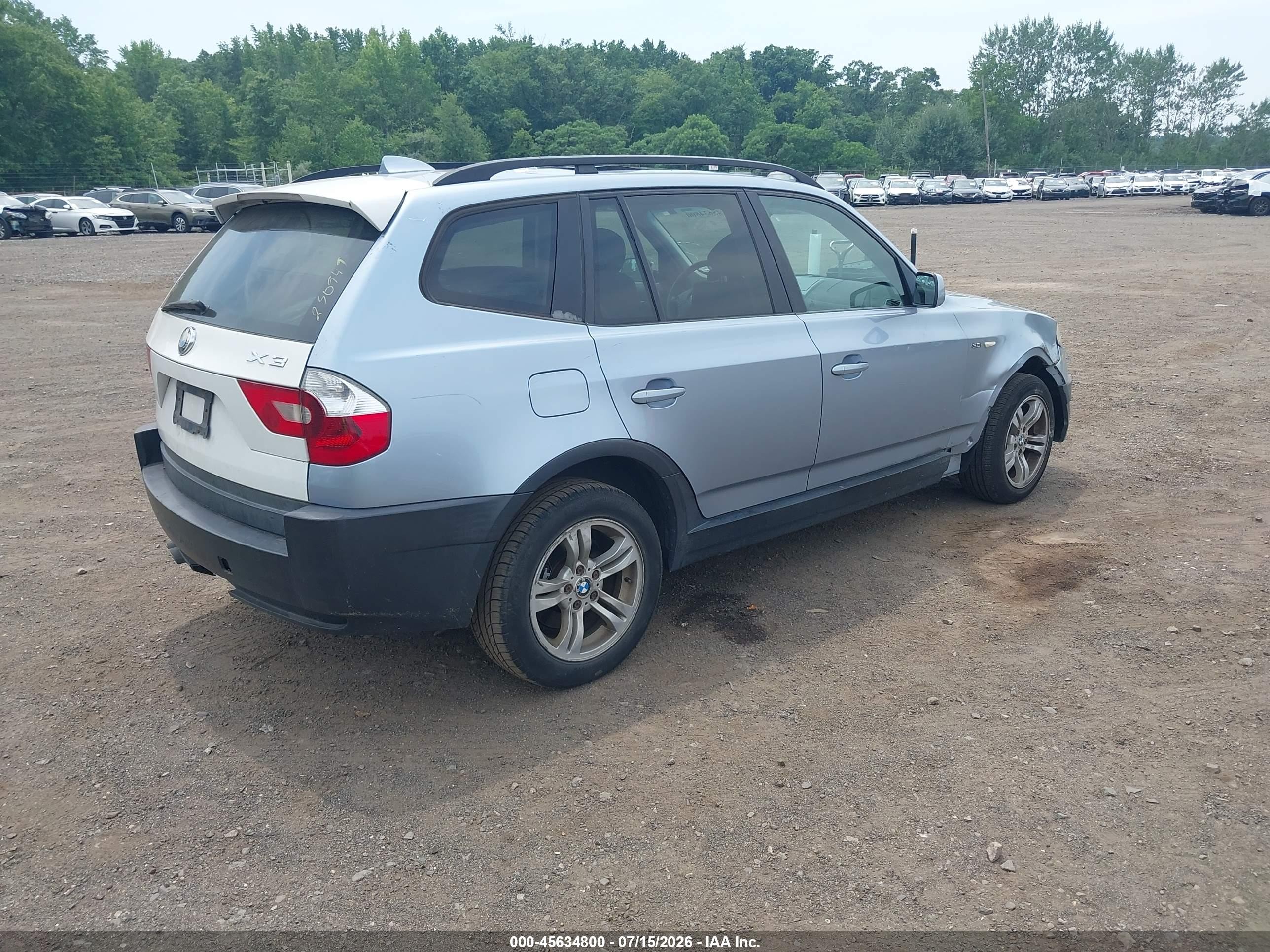 2005 Bmw X3 3.0i Light Blue vin: WBXPA93445WD20222