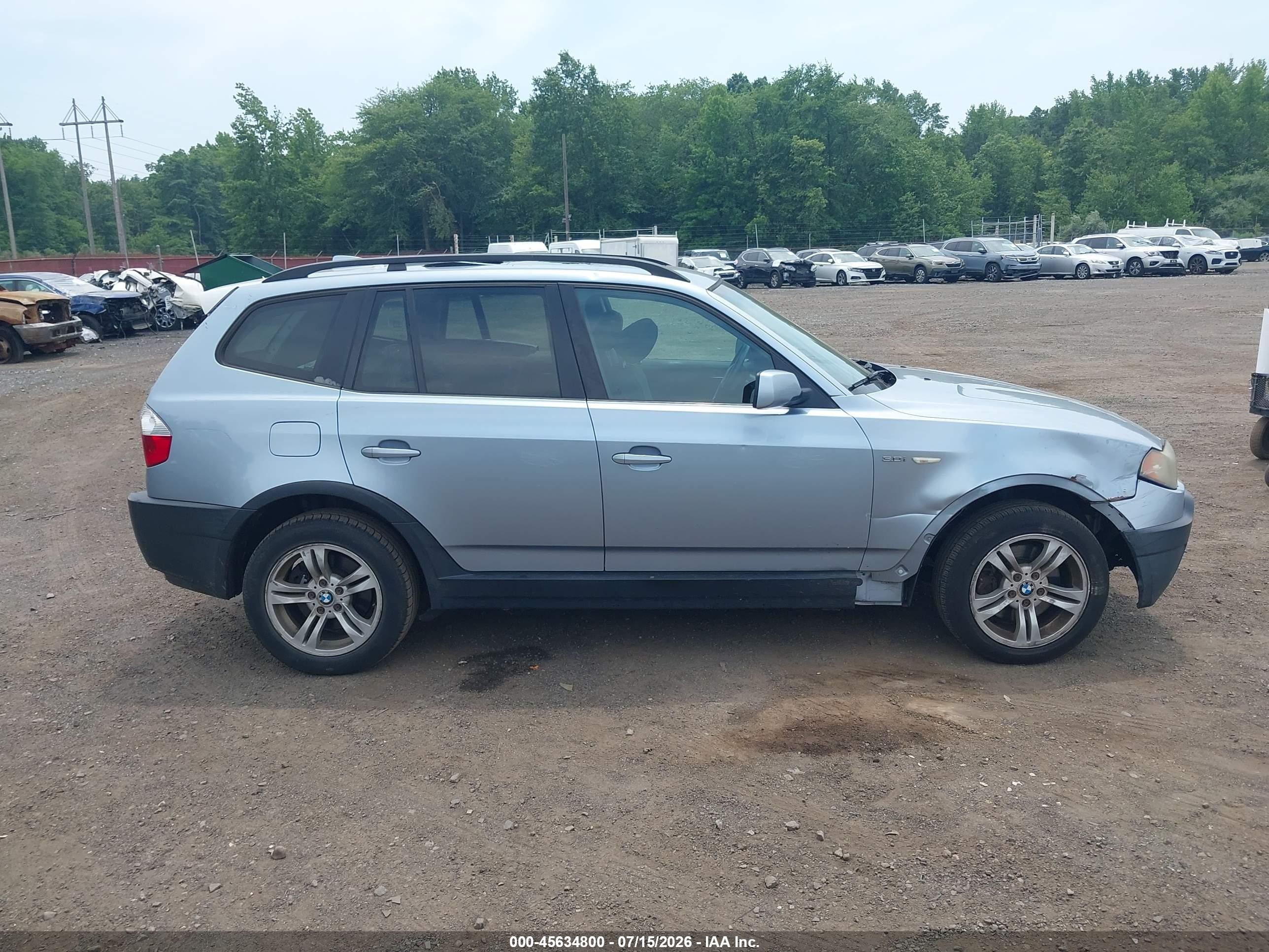 2005 Bmw X3 3.0i Light Blue vin: WBXPA93445WD20222
