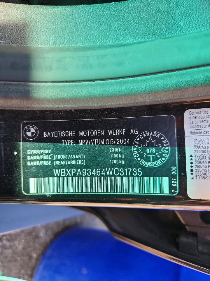 2004 Bmw X3 3.0i Black vin: WBXPA93464WC31735