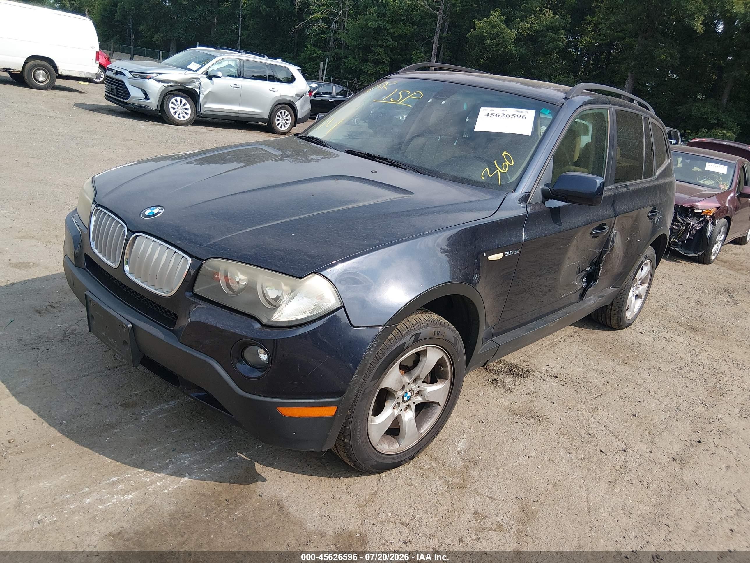 2007 Bmw X3 3.0si Dark Blue vin: WBXPC93407WF02545