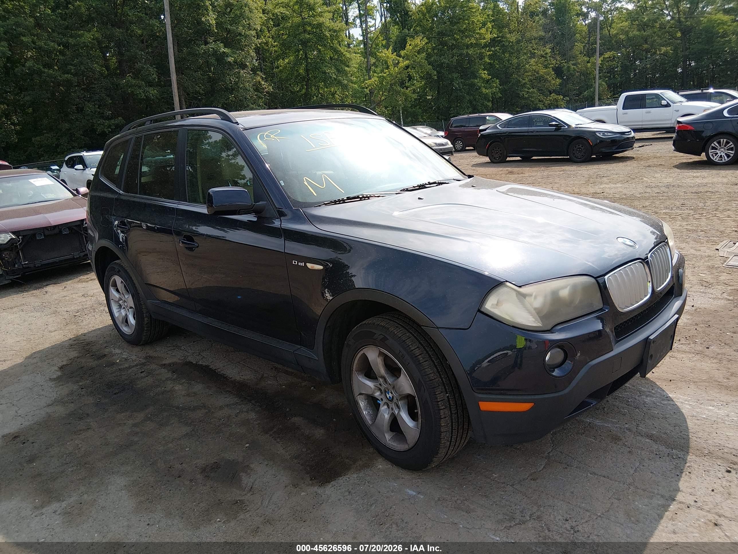 2007 Bmw X3 3.0si Dark Blue vin: WBXPC93407WF02545
