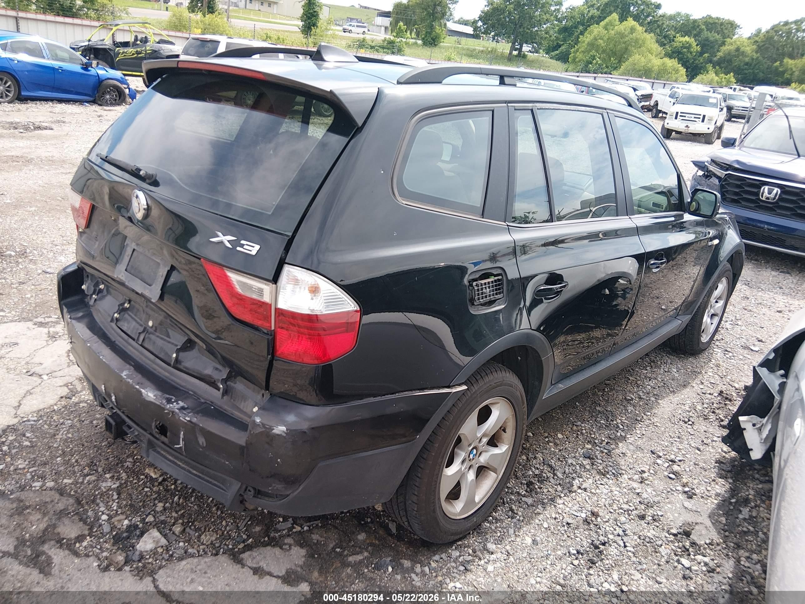 2007 Bmw X3 3.0si Black vin: WBXPC93407WF04179