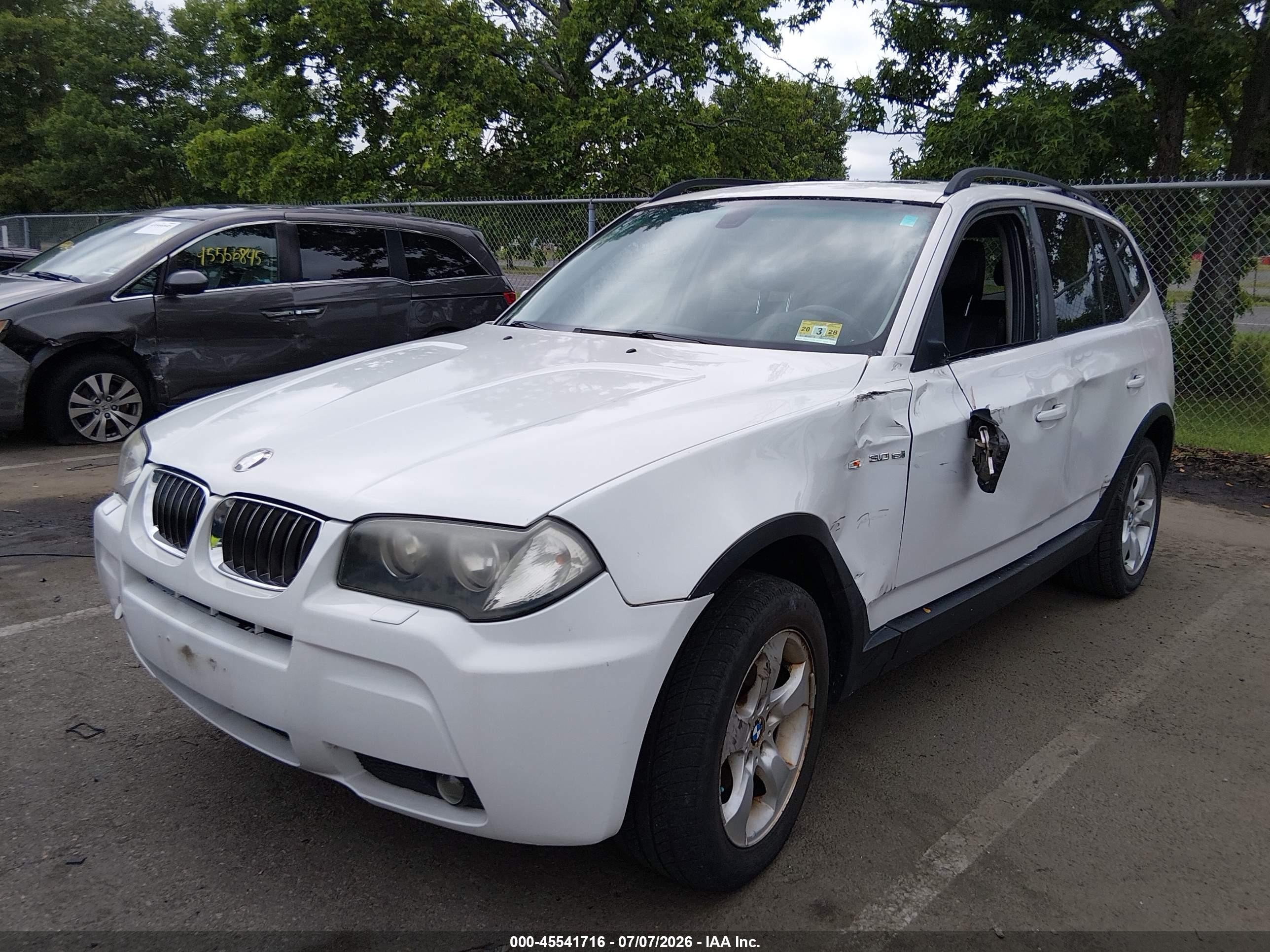 2007 Bmw X3 3.0si White vin: WBXPC93407WF09687