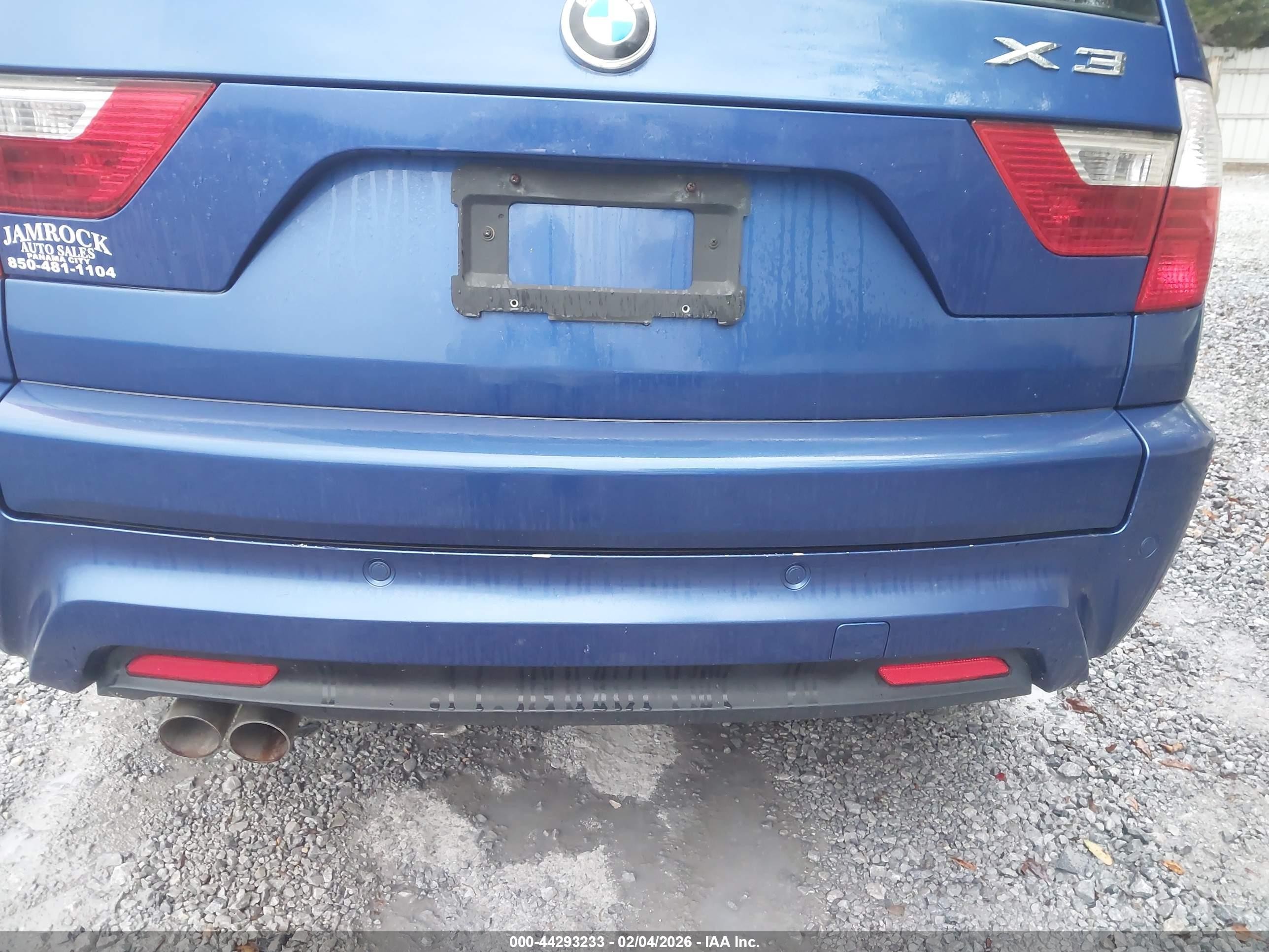 2008 Bmw X3 3.0si Blue vin: WBXPC93408WJ03276