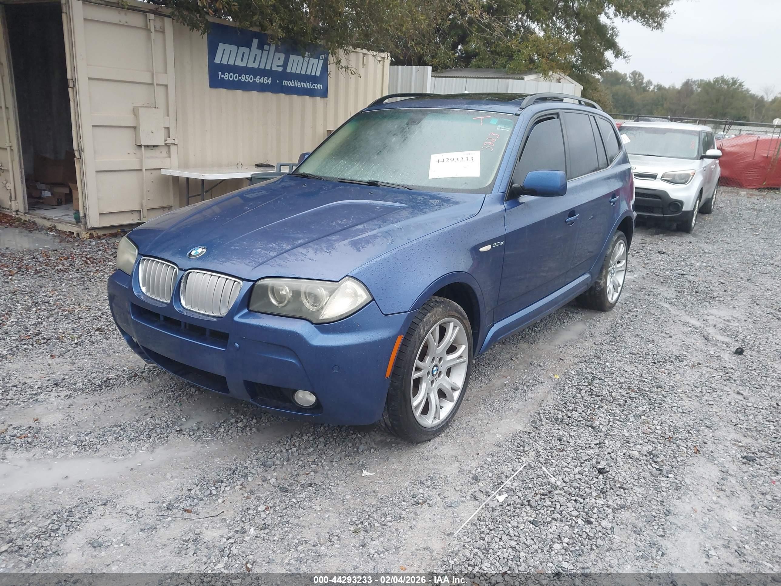 2008 Bmw X3 3.0si Blue vin: WBXPC93408WJ03276