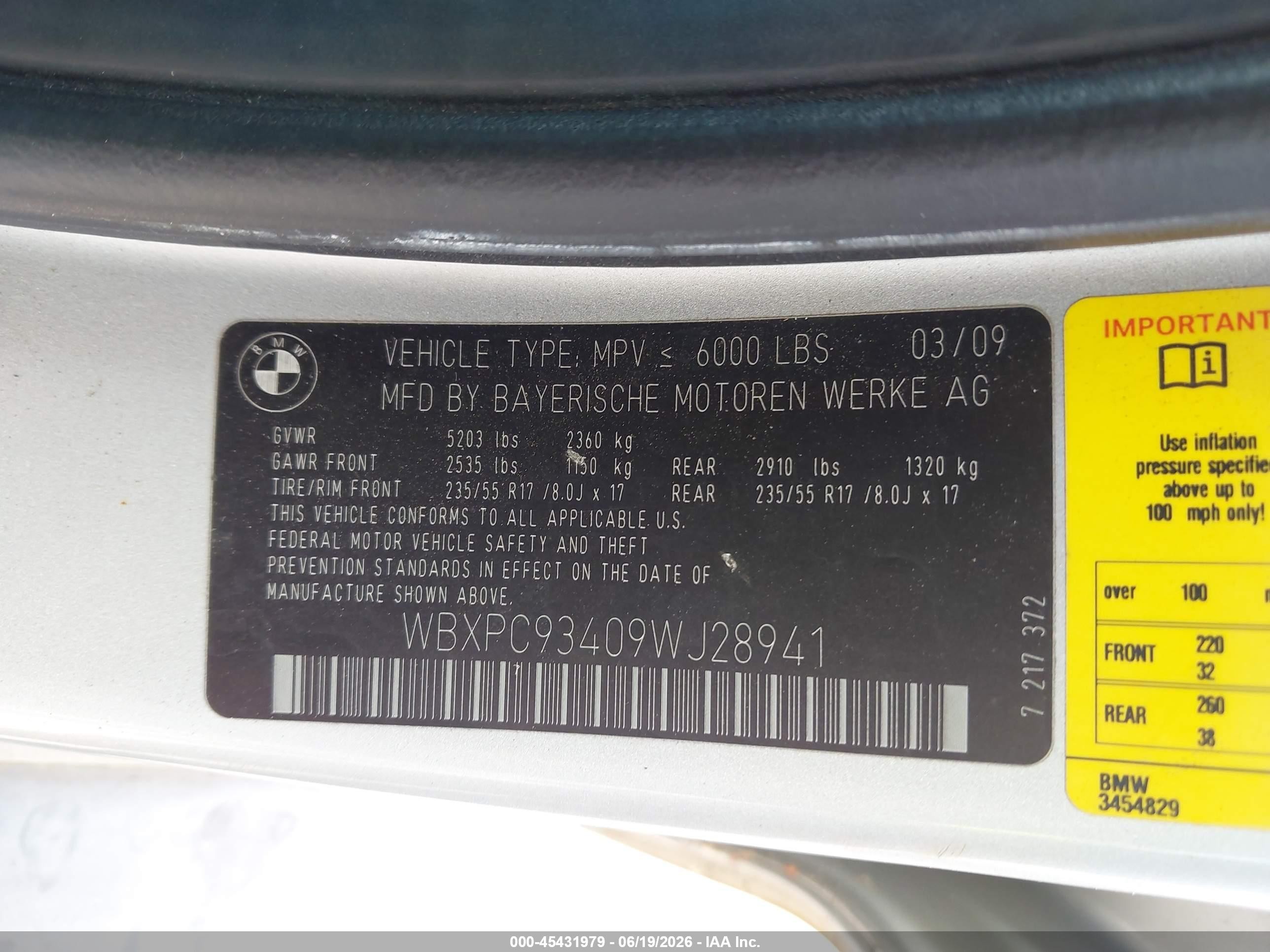 2009 Bmw X3 Xdrive30i Silver vin: WBXPC93409WJ28941