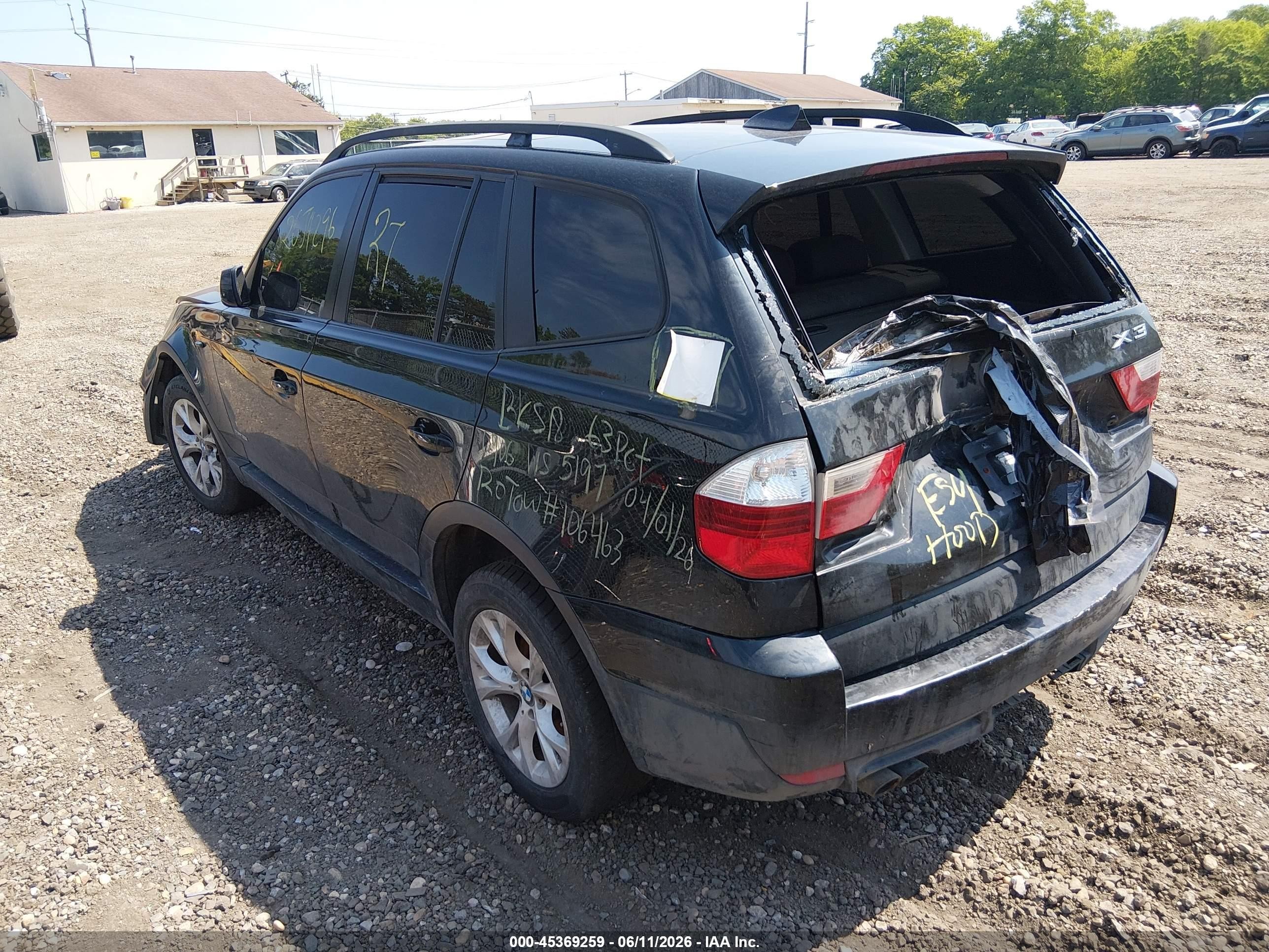 2009 Bmw X3 Xdrive30i Black vin: WBXPC93409WJ30172