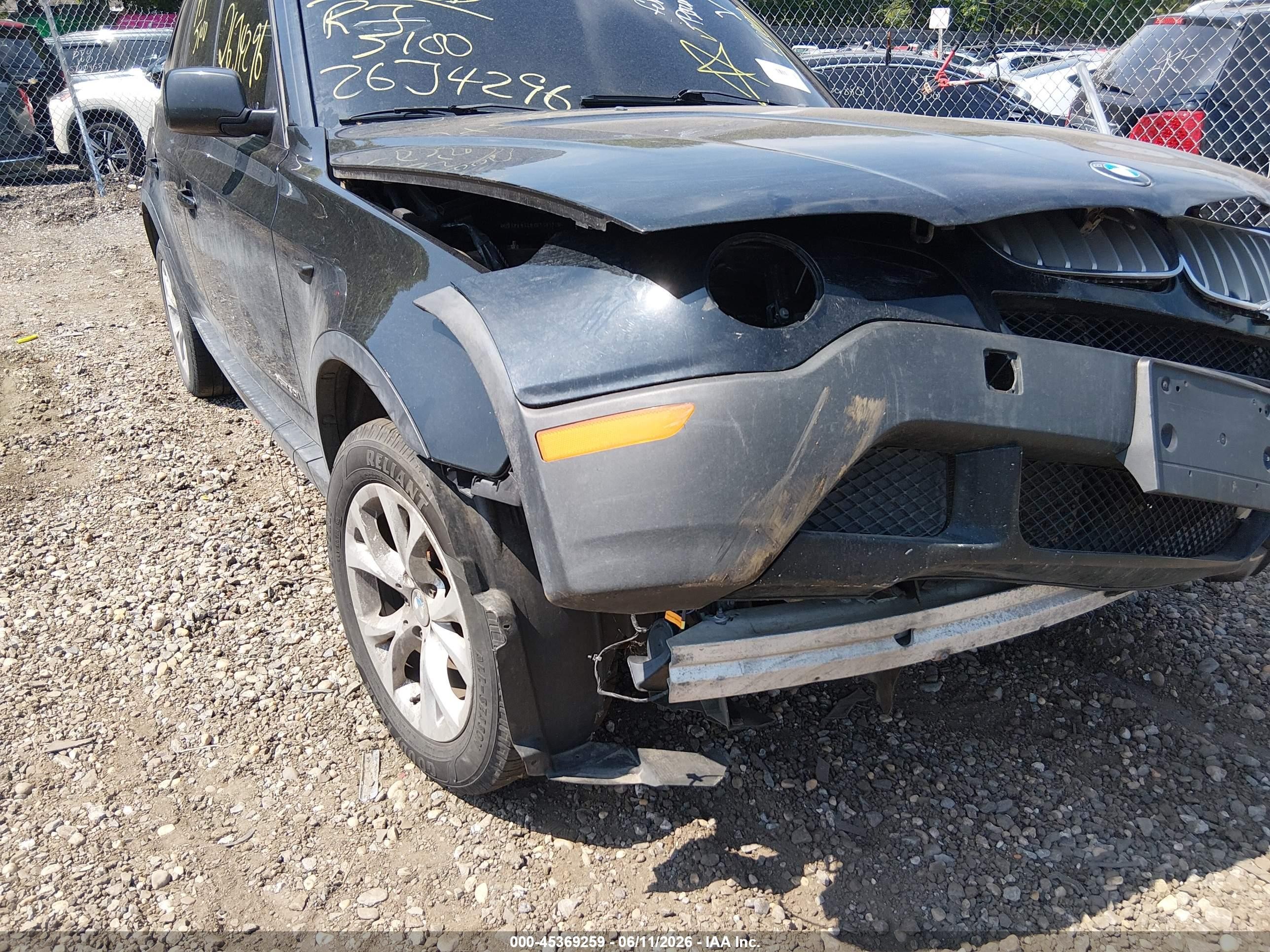 2009 Bmw X3 Xdrive30i Black vin: WBXPC93409WJ30172