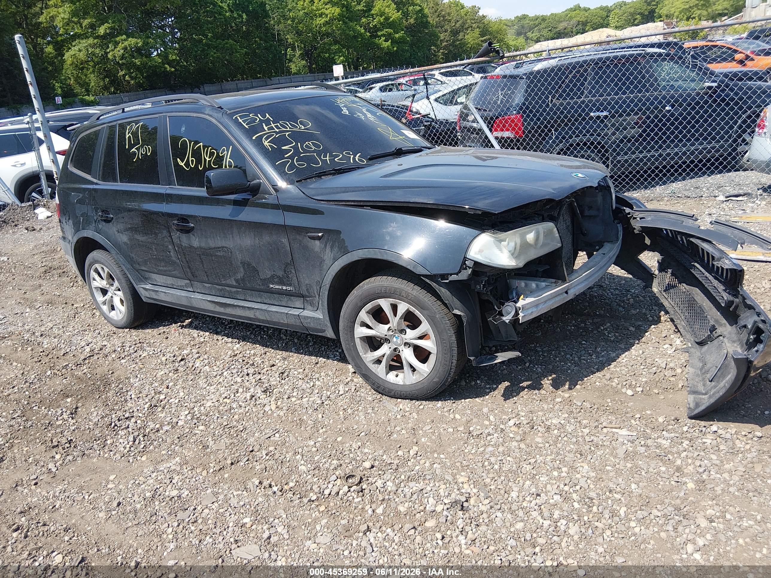 2009 Bmw X3 Xdrive30i Black vin: WBXPC93409WJ30172