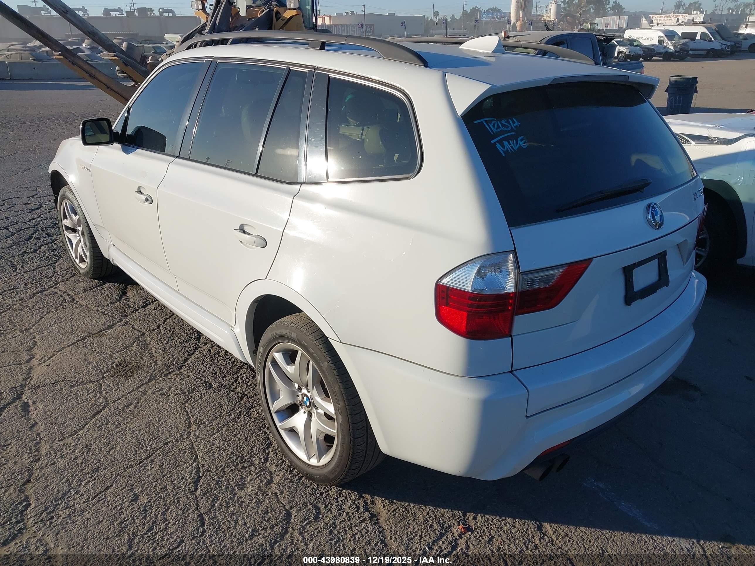 2007 Bmw X3 3.0si Белый vin: WBXPC93417WF15742