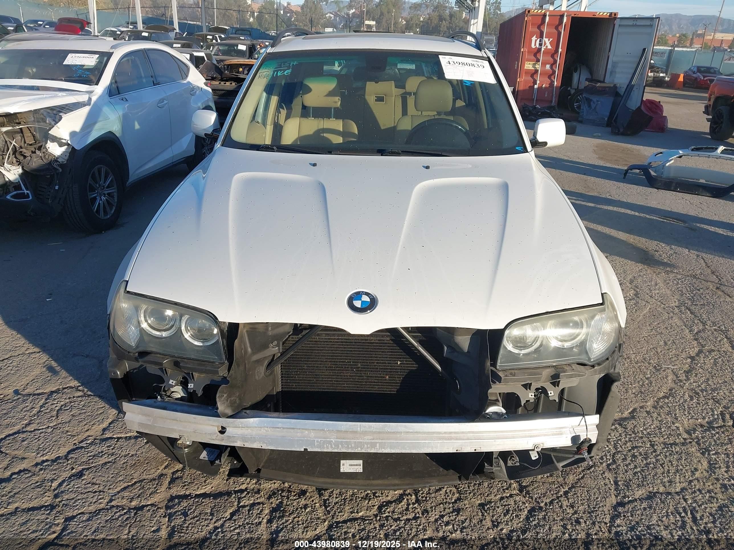 2007 Bmw X3 3.0si Белый vin: WBXPC93417WF15742