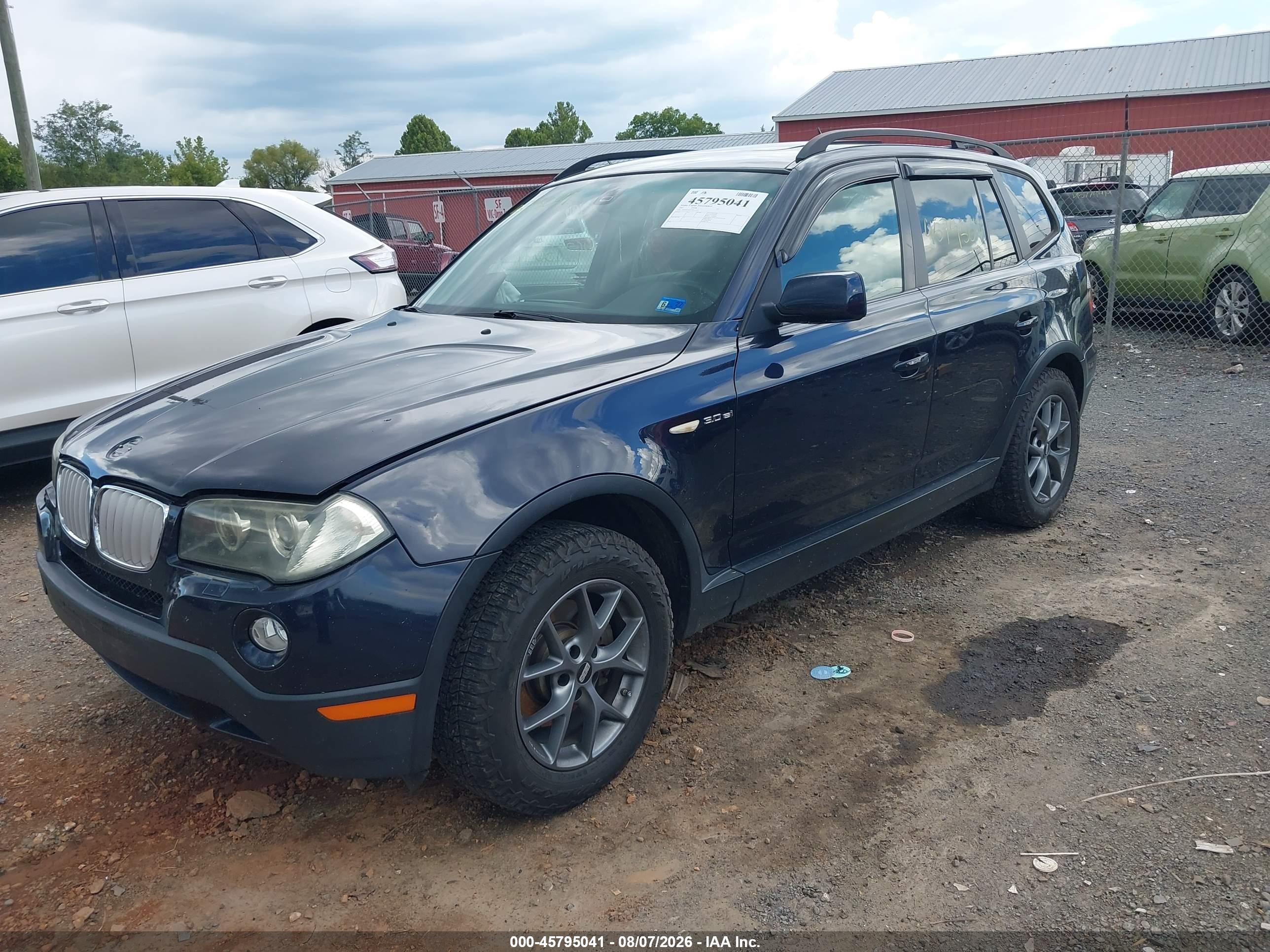 2007 Bmw X3 3.0si Синий vin: WBXPC93427WF11215