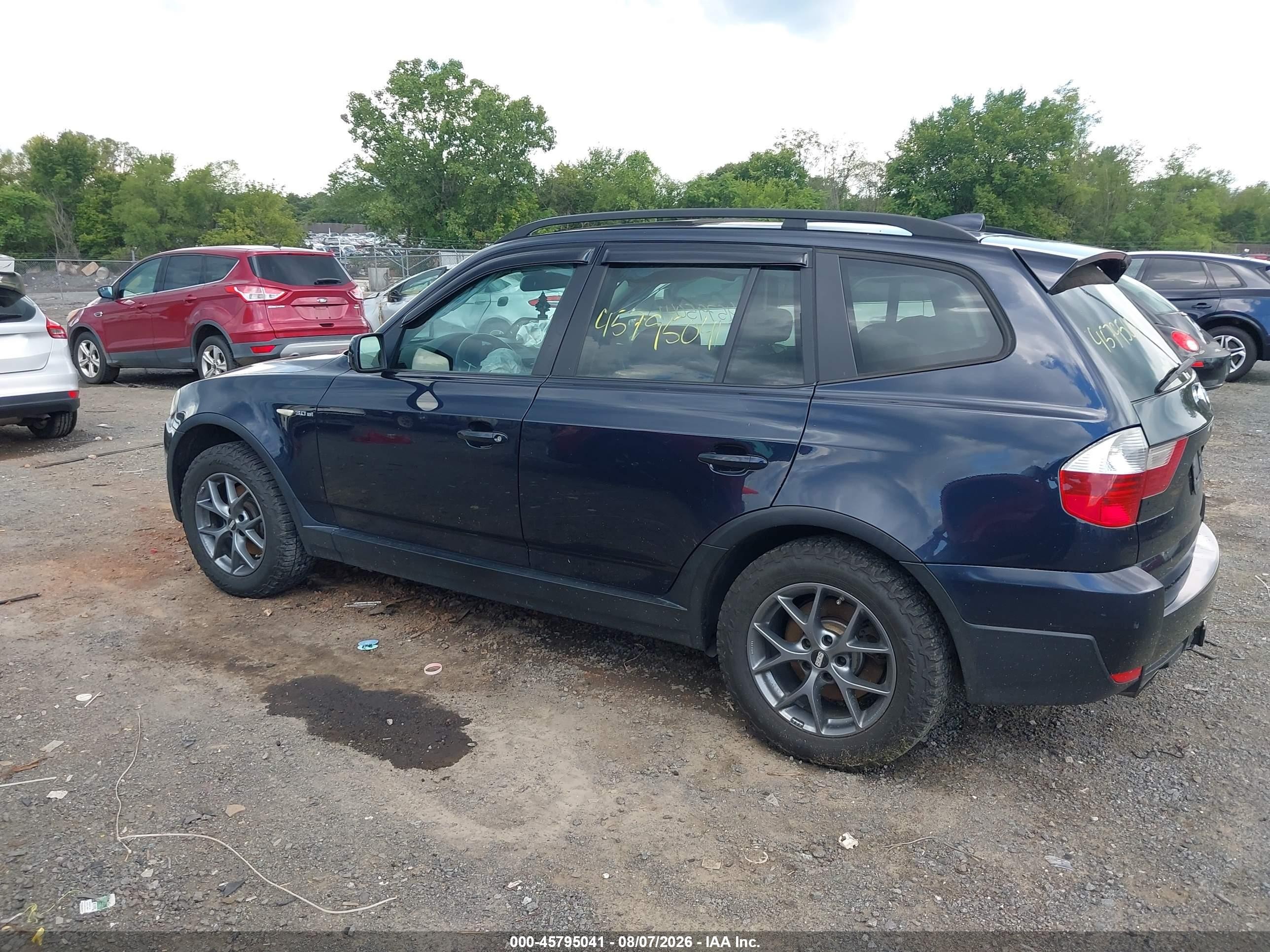 2007 Bmw X3 3.0si Синий vin: WBXPC93427WF11215