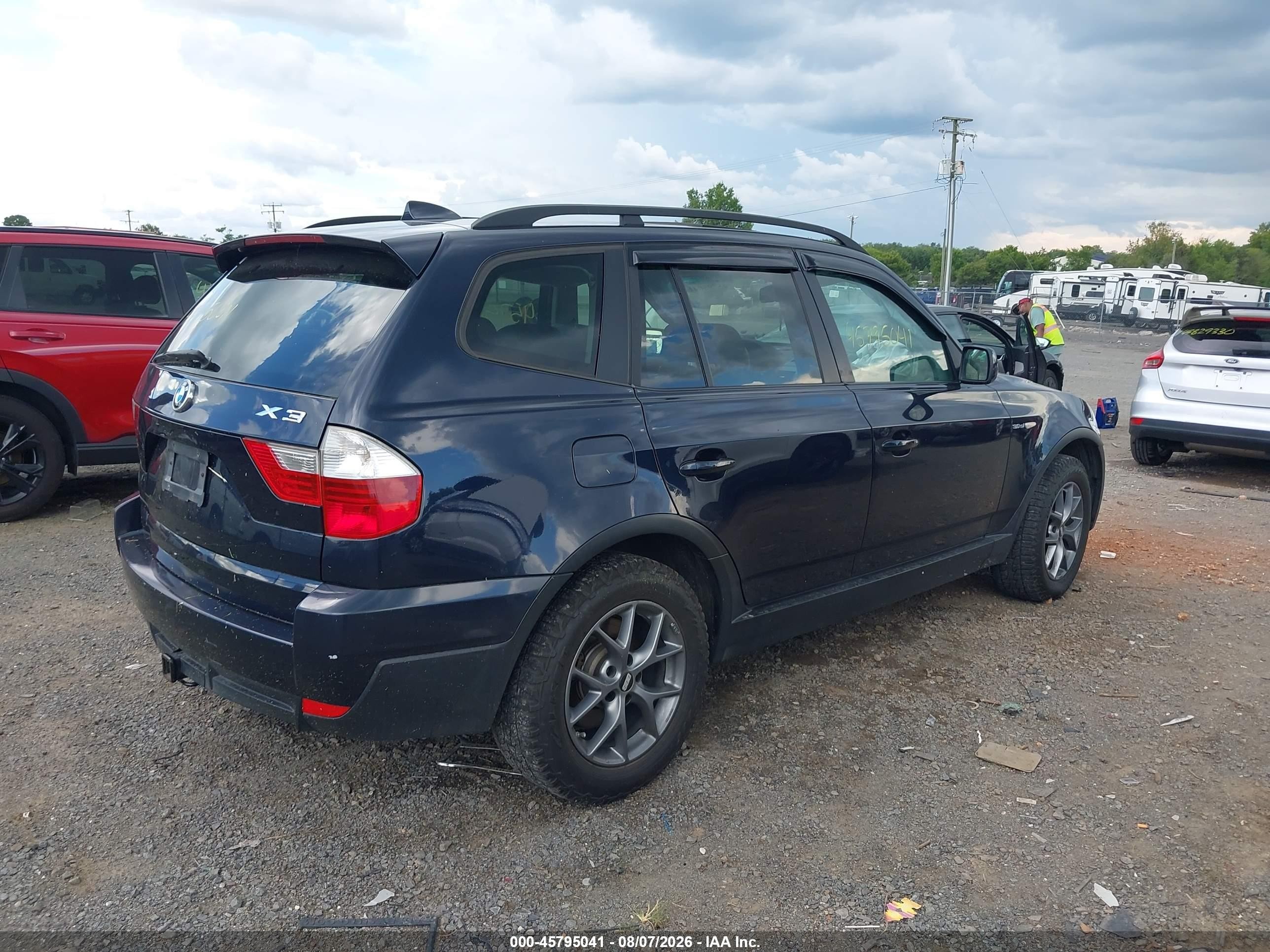 2007 Bmw X3 3.0si Синий vin: WBXPC93427WF11215