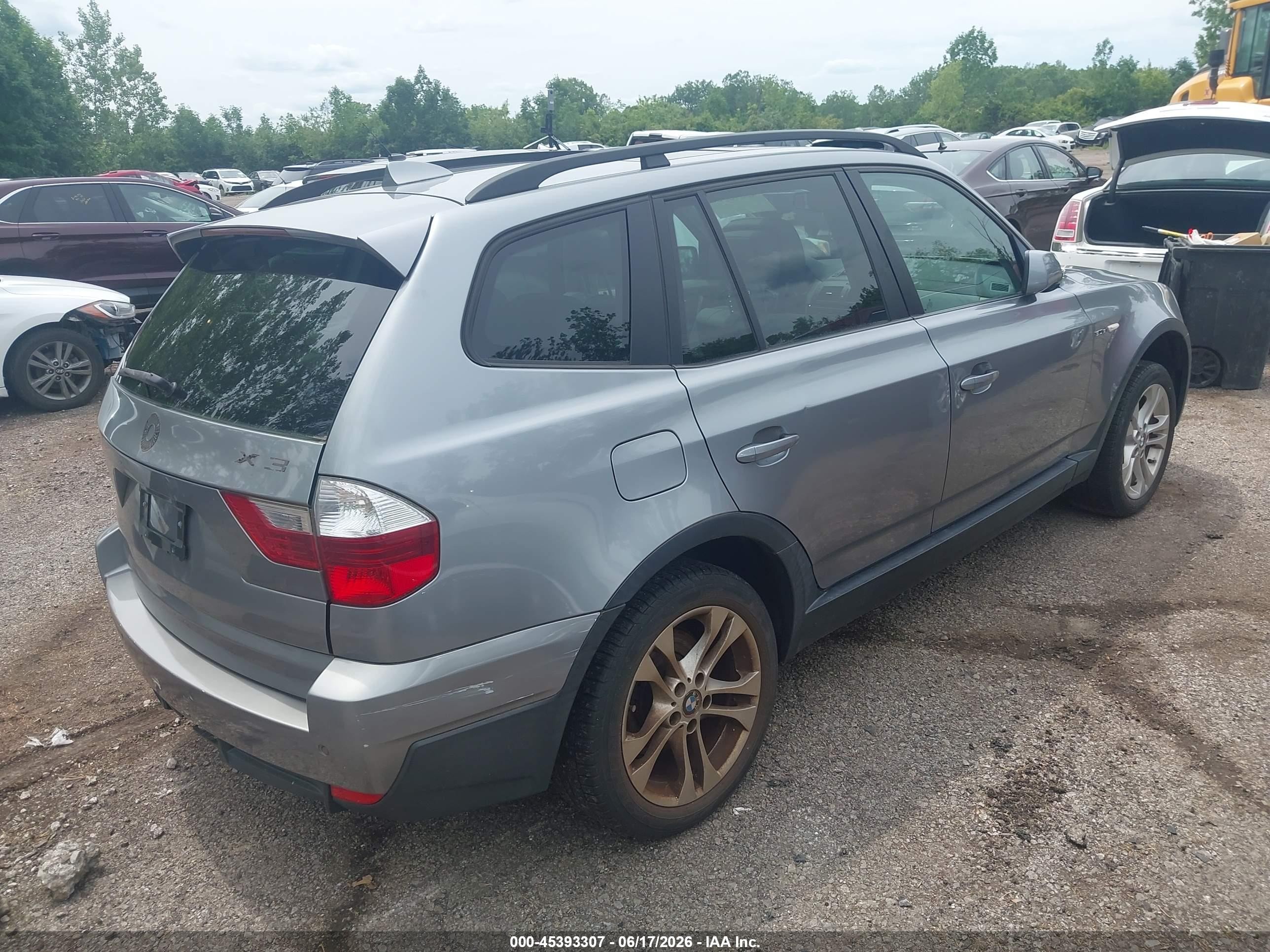 2008 Bmw X3 3.0si Gray vin: WBXPC93428WJ09645