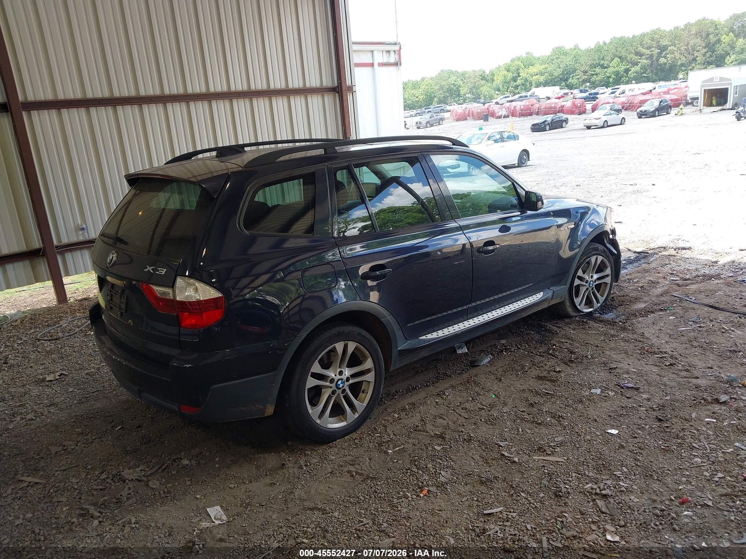 2008 Bmw X3 3.0si Dark Blue vin: WBXPC93428WJ20919