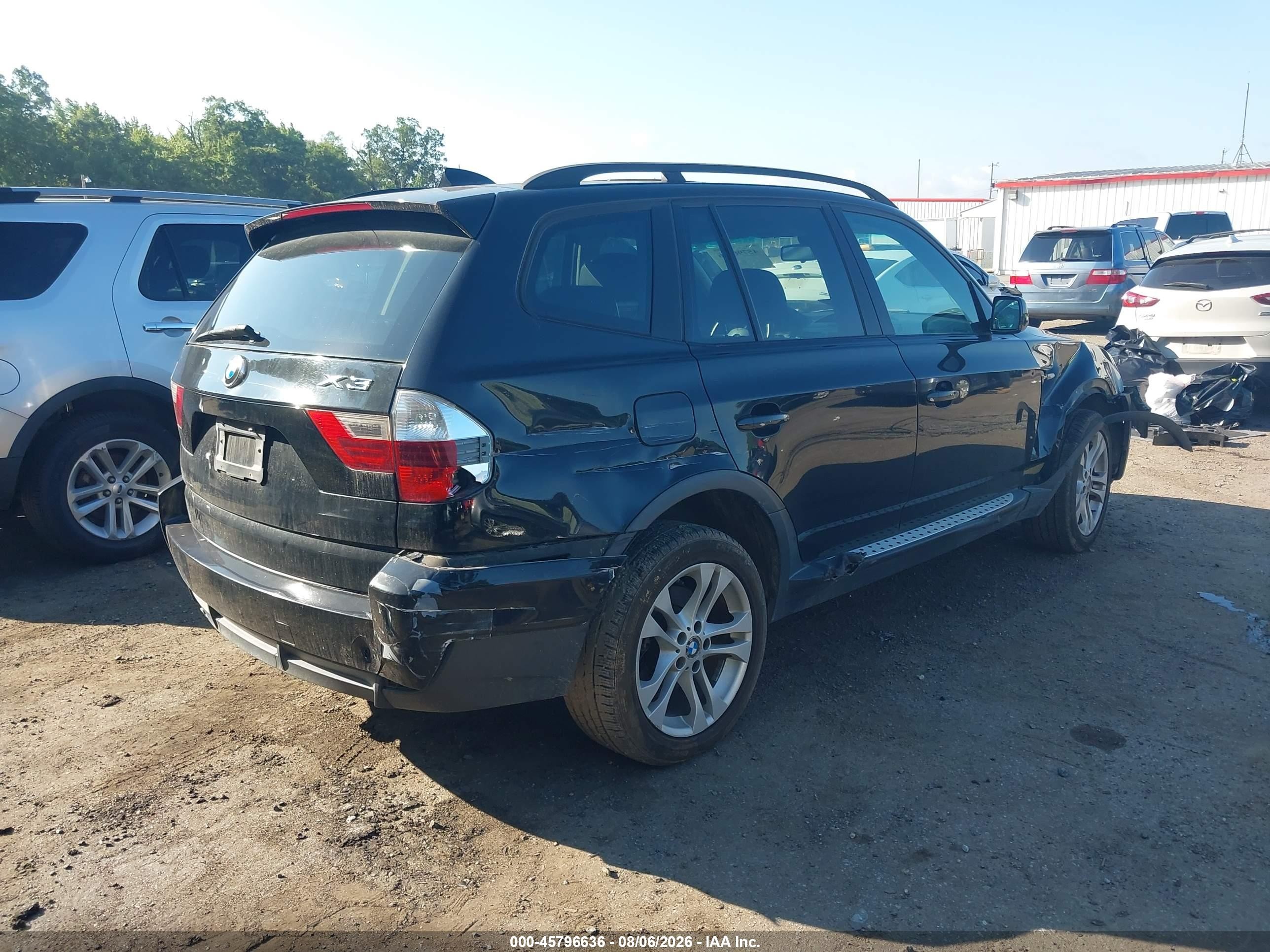2008 Bmw X3 3.0si Black vin: WBXPC93438WJ04972