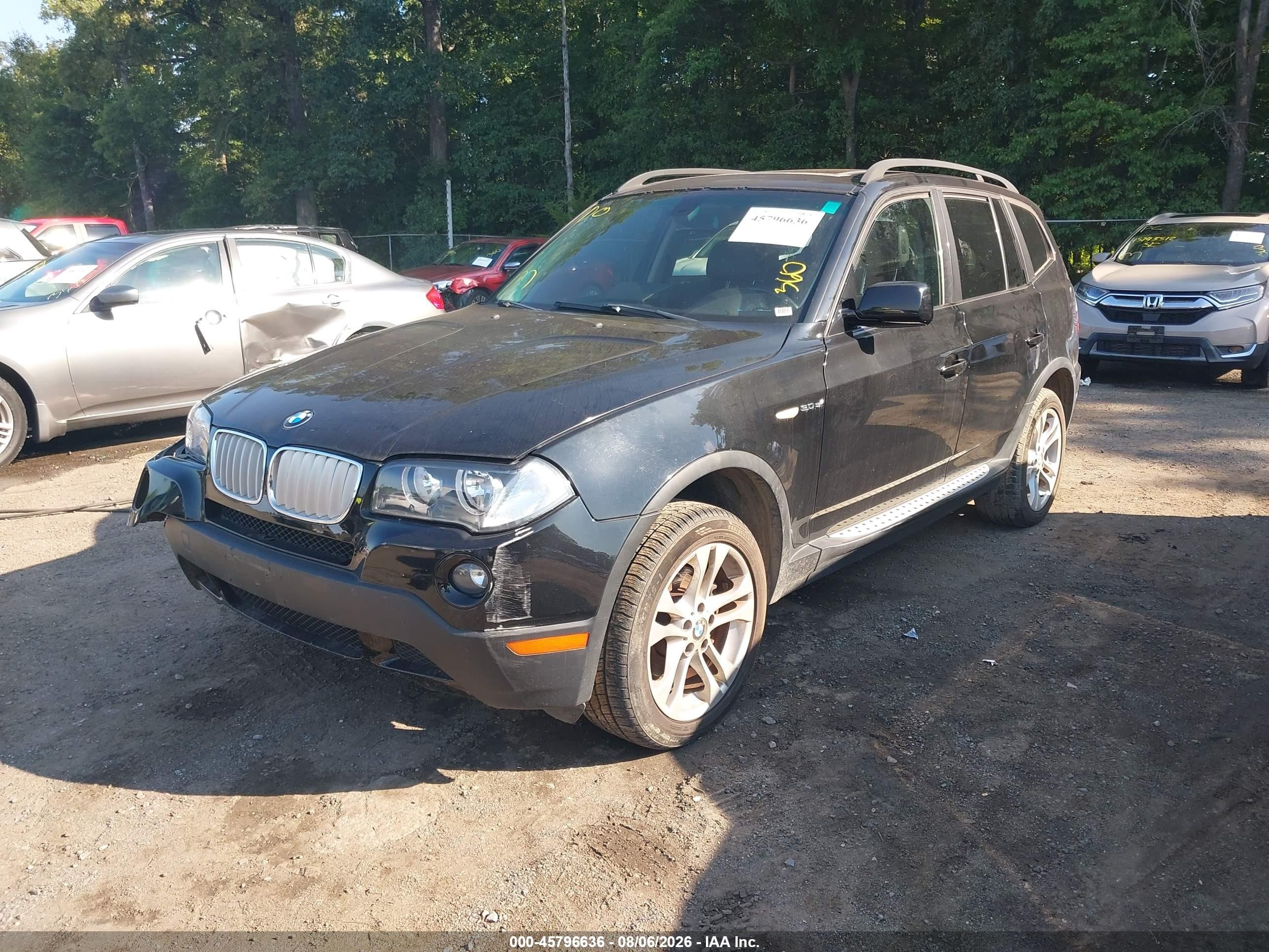 2008 Bmw X3 3.0si Black vin: WBXPC93438WJ04972