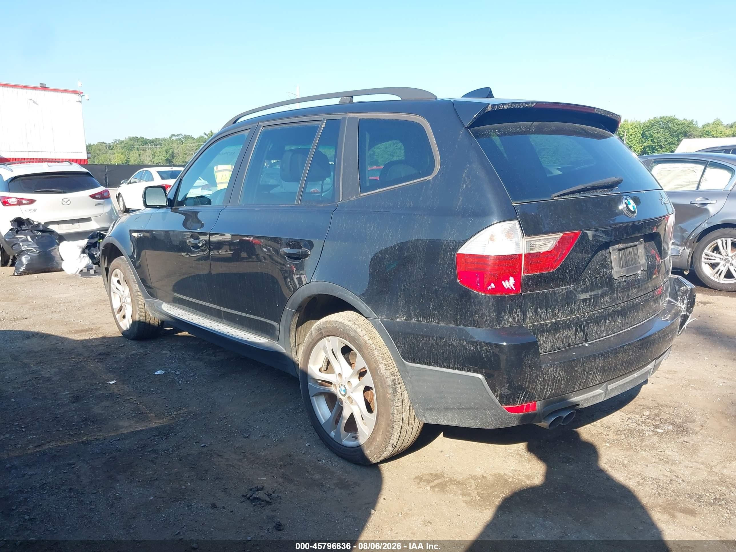 2008 Bmw X3 3.0si Black vin: WBXPC93438WJ04972