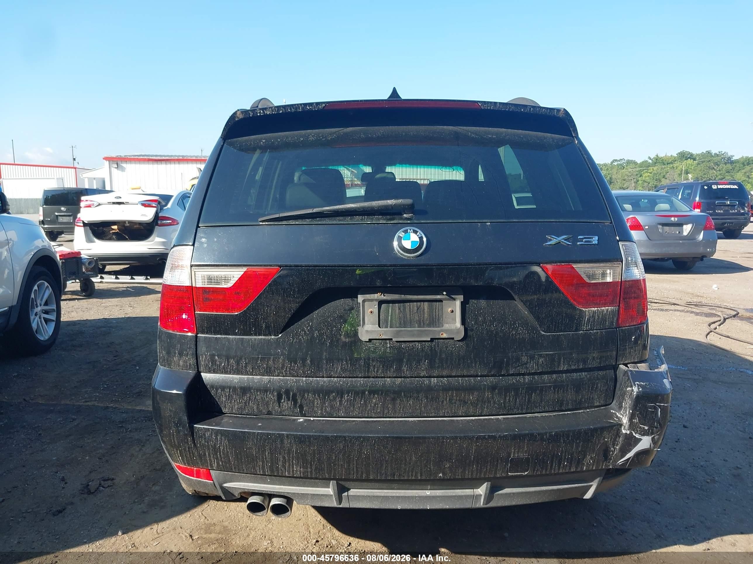 2008 Bmw X3 3.0si Black vin: WBXPC93438WJ04972