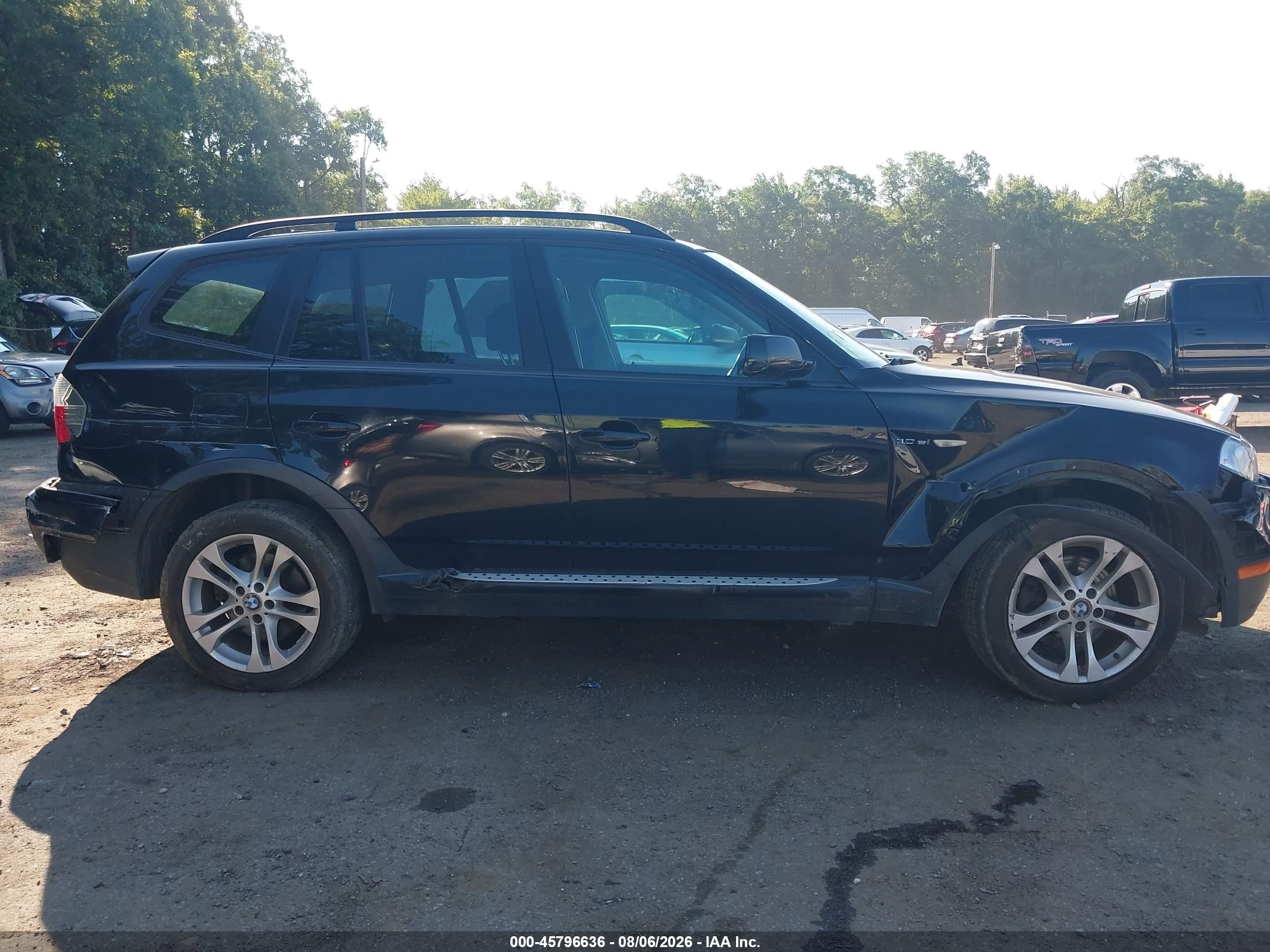 2008 Bmw X3 3.0si Black vin: WBXPC93438WJ04972